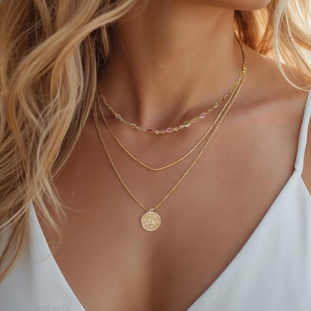 Gold Flower Coin Medallion Necklace – Layering Necklace With Dainty Floral Pendant