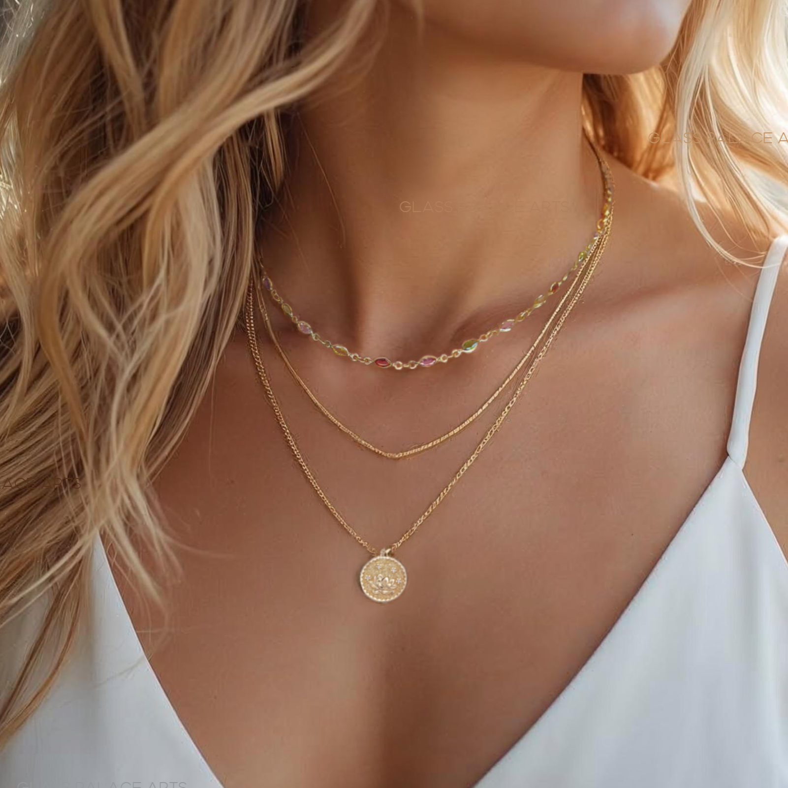 Gold Flower Coin Medallion Necklace – Layering Necklace With Dainty Floral Pendant