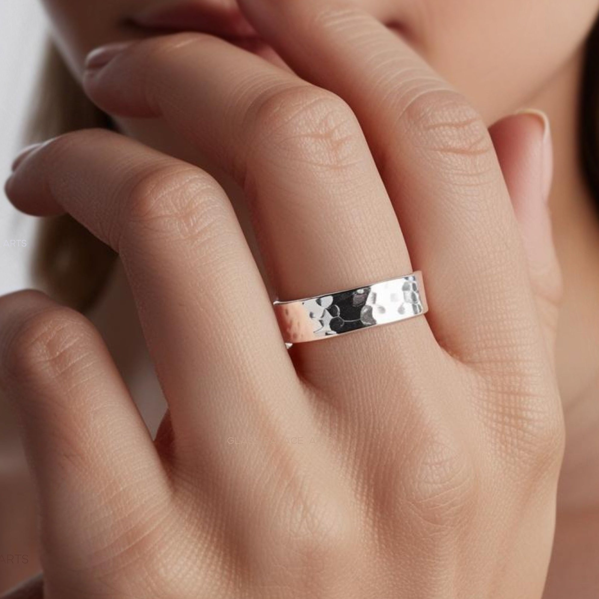 Thick Sterling Silver Hammered Ring Unisex - Wedding Band For Him Or Her