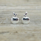 Tiny Sterling Silver Apple Stud Push Back Earrings - 14k Gold Snow White's Apple