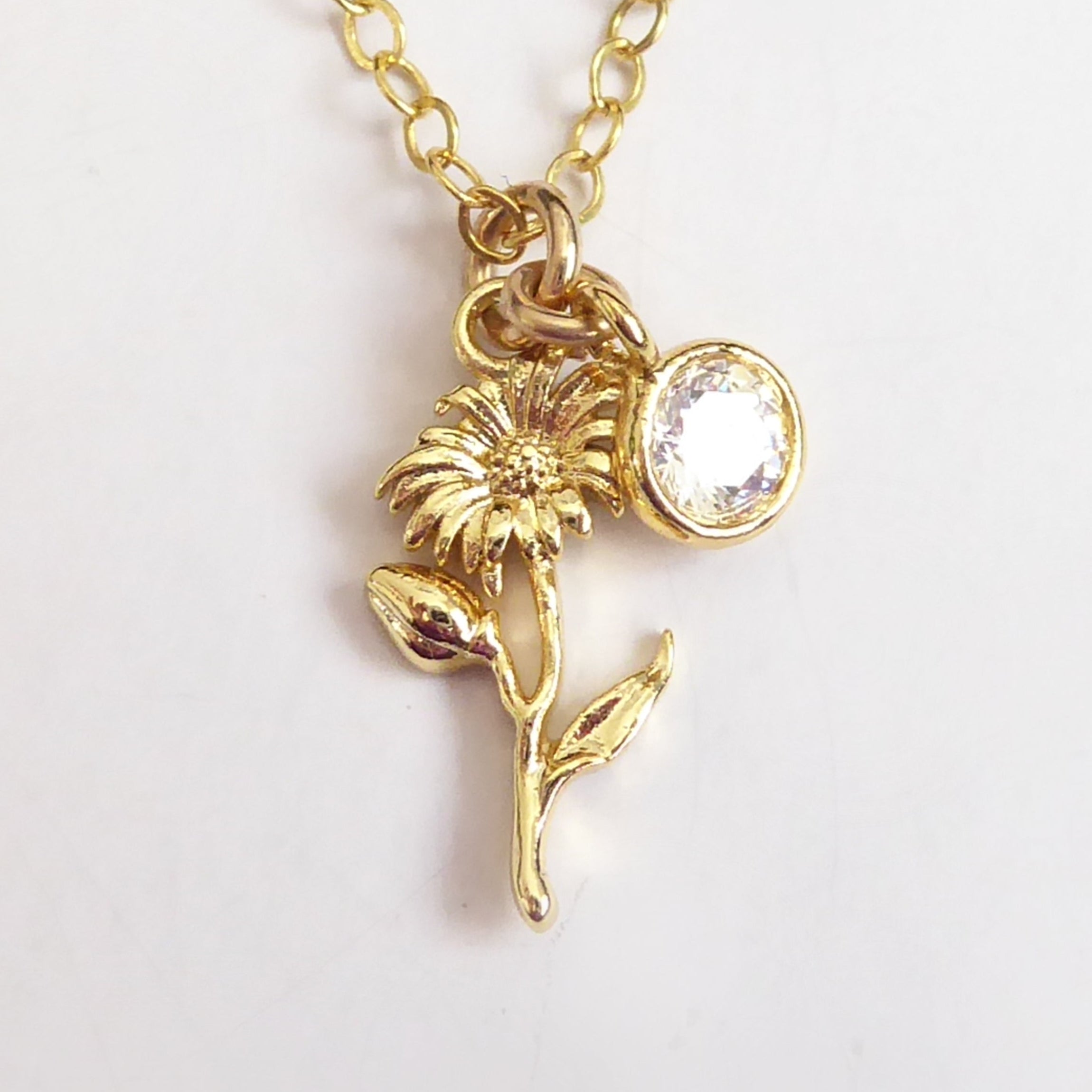 Birthstone Flower Necklace: Customized Gold Fill Birth Flower Bouquet Jewelry