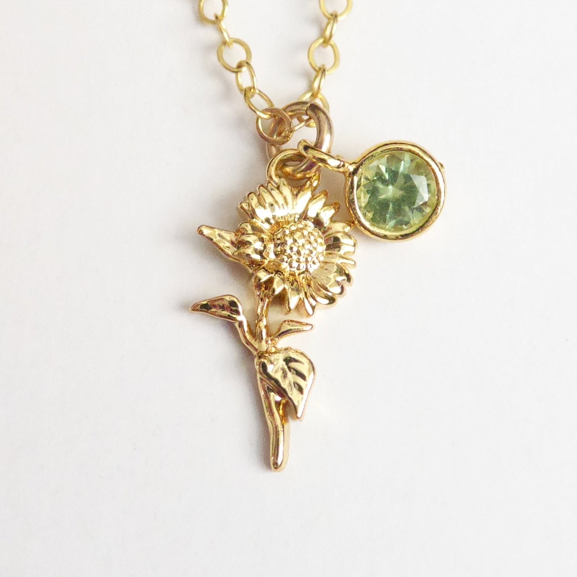 Birthstone Flower Necklace: Customized Gold Fill Birth Flower Bouquet Jewelry