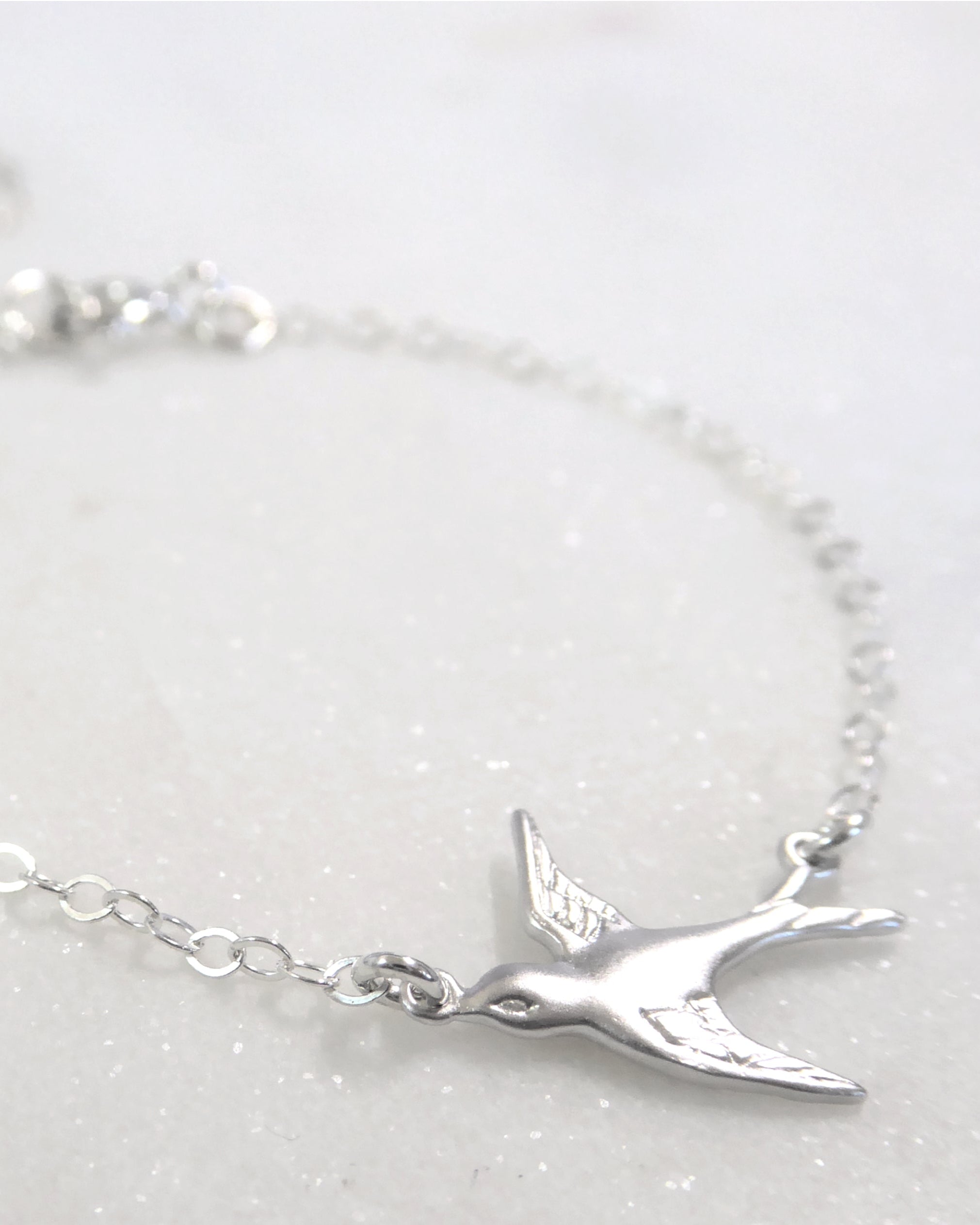 Sterling Silver Flying Bird Bracelet With Small Dove