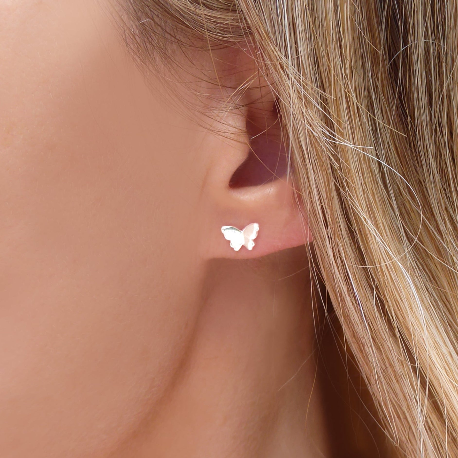 sterling silver butterfly stud earrings