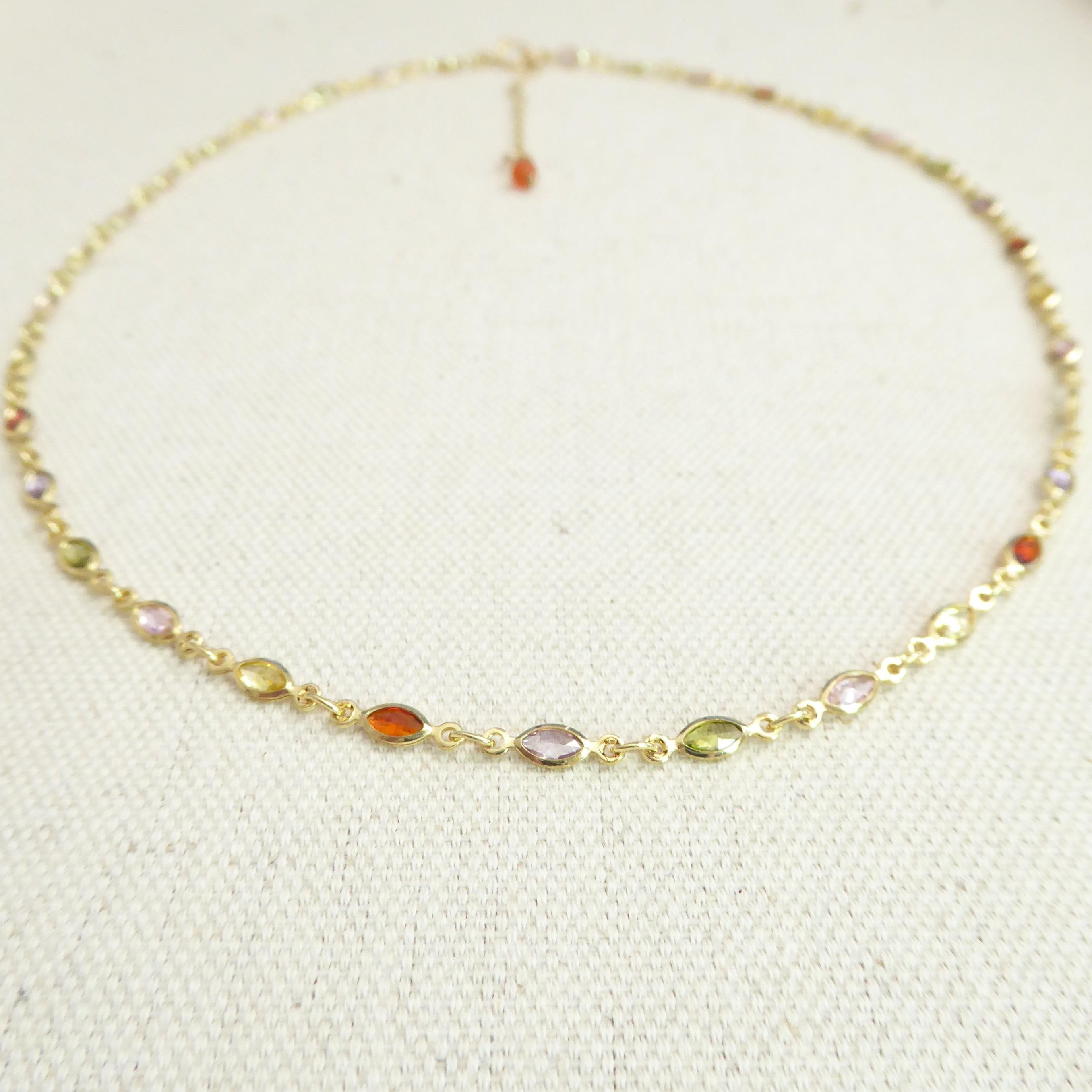Dainty Multi-Color Gemstone Choker Necklace For Women