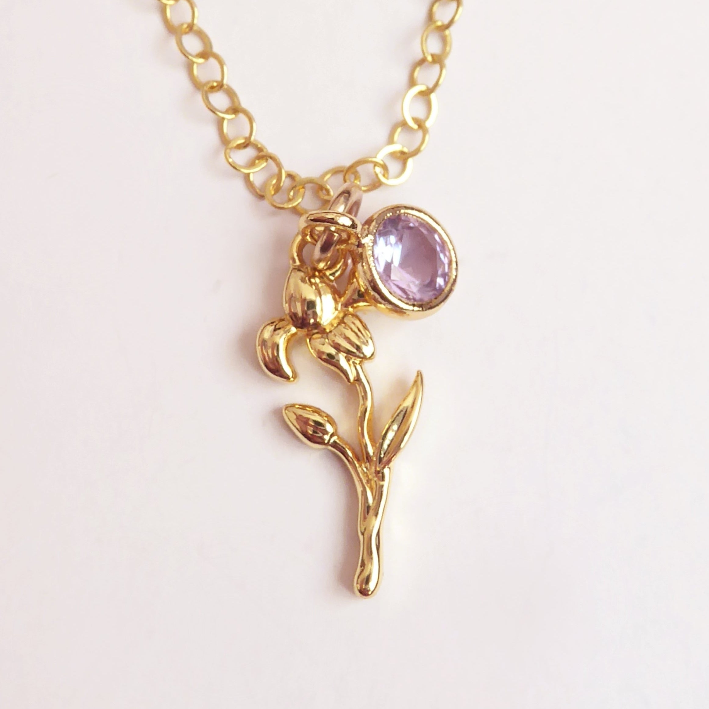 Birthstone Flower Necklace: Customized Gold Fill Birth Flower Bouquet Jewelry