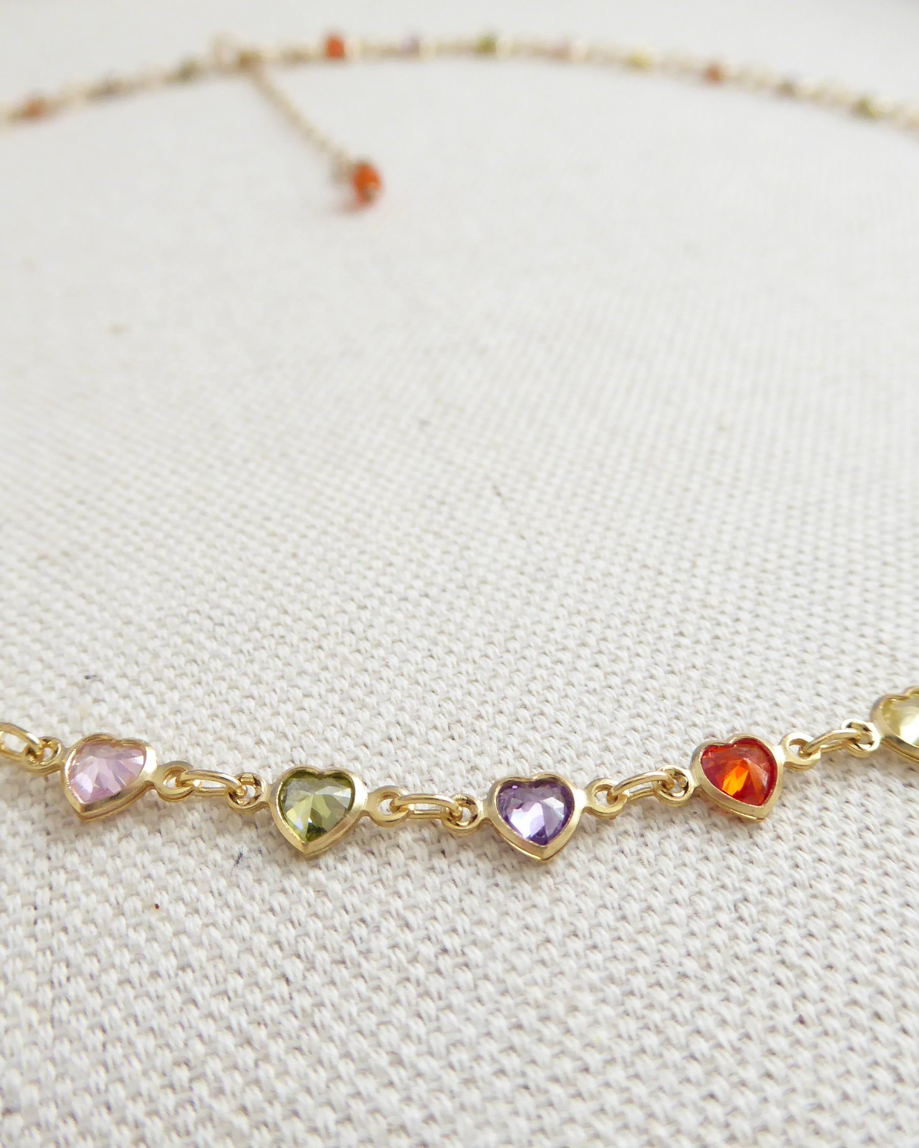 Heart Gemstone Choker Necklace - Dainty Multicolor Layering Necklace For Women