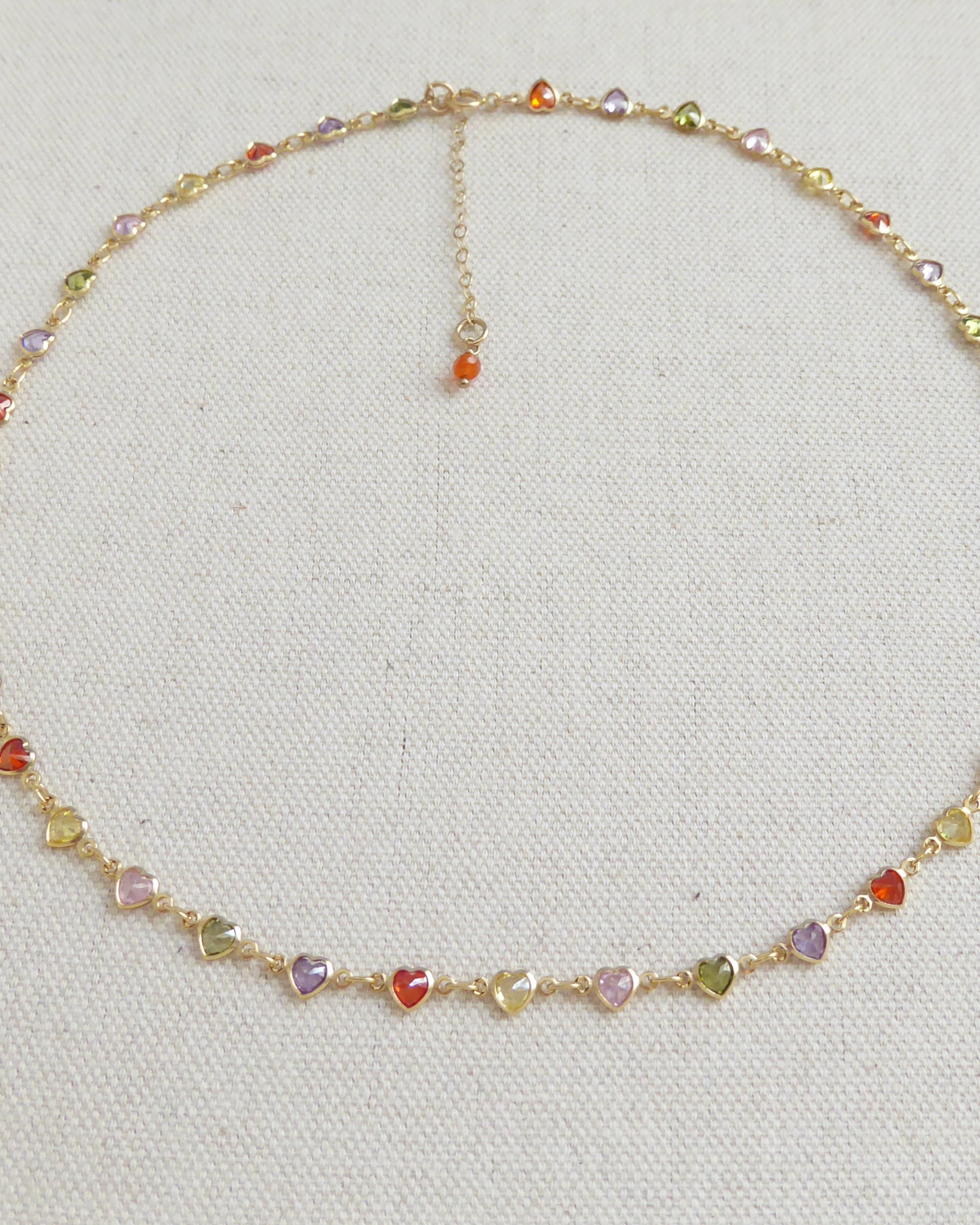 Heart Gemstone Choker Necklace - Dainty Multicolor Layering Necklace For Women