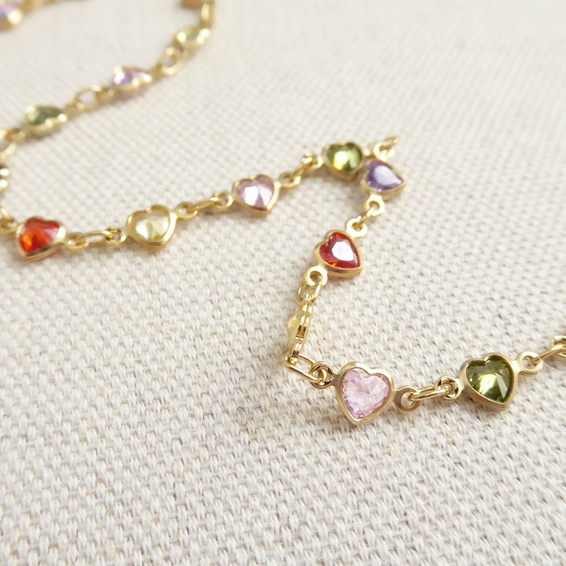 Heart Gemstone Choker Necklace - Dainty Multicolor Layering Necklace For Women