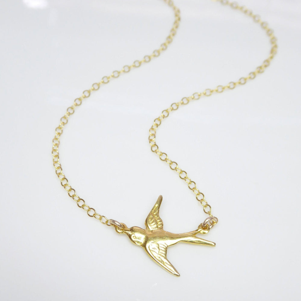 Sterling Silver Small Bird Flying Dove Necklace