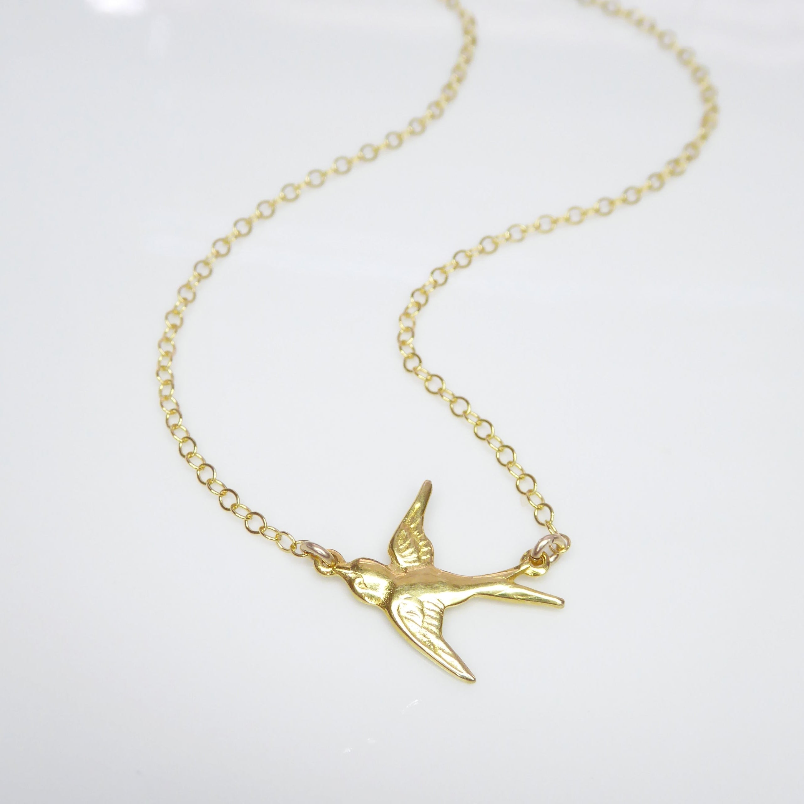 Sterling Silver Small Bird Flying Dove Necklace