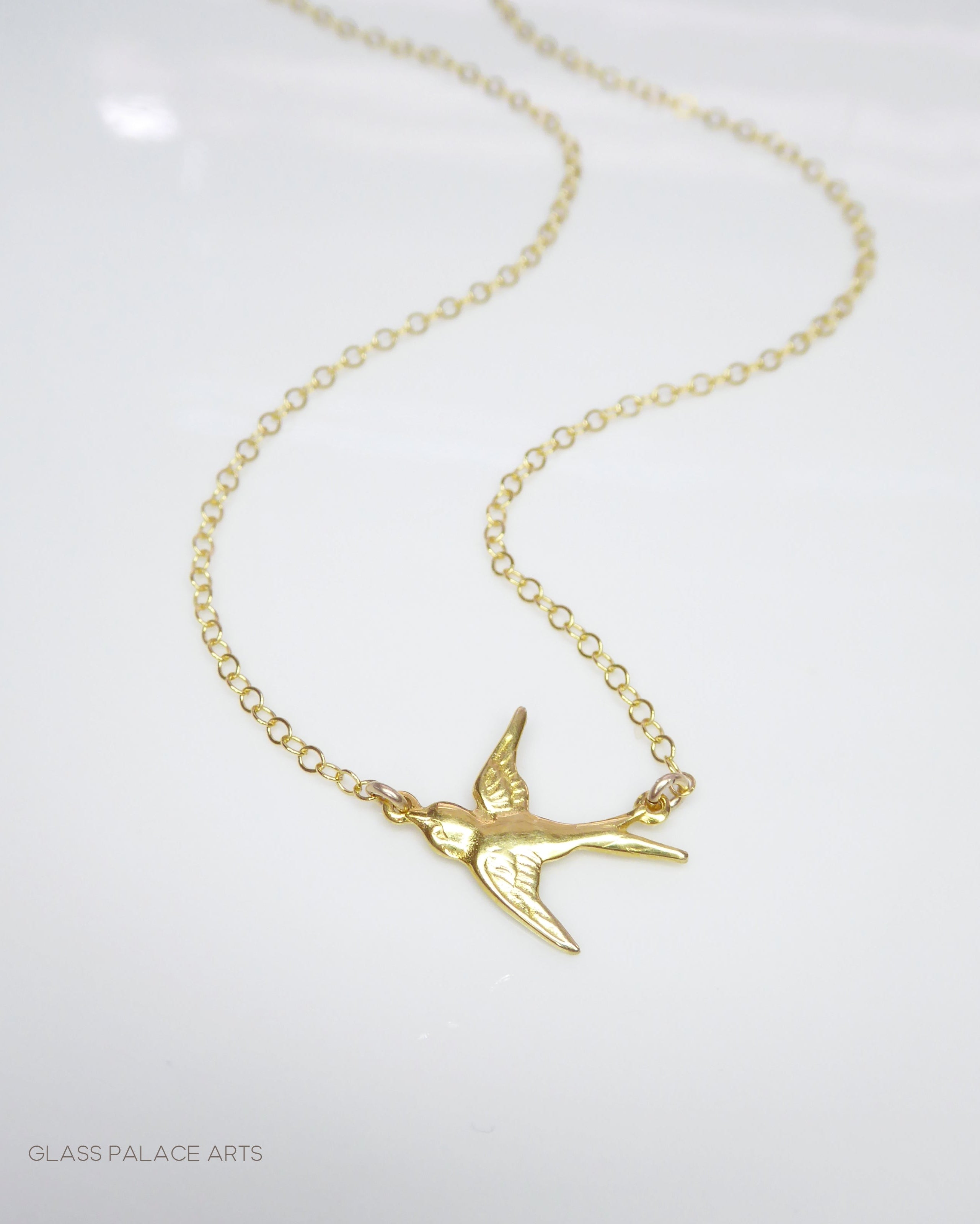 Sterling Silver Small Bird Flying Dove Necklace