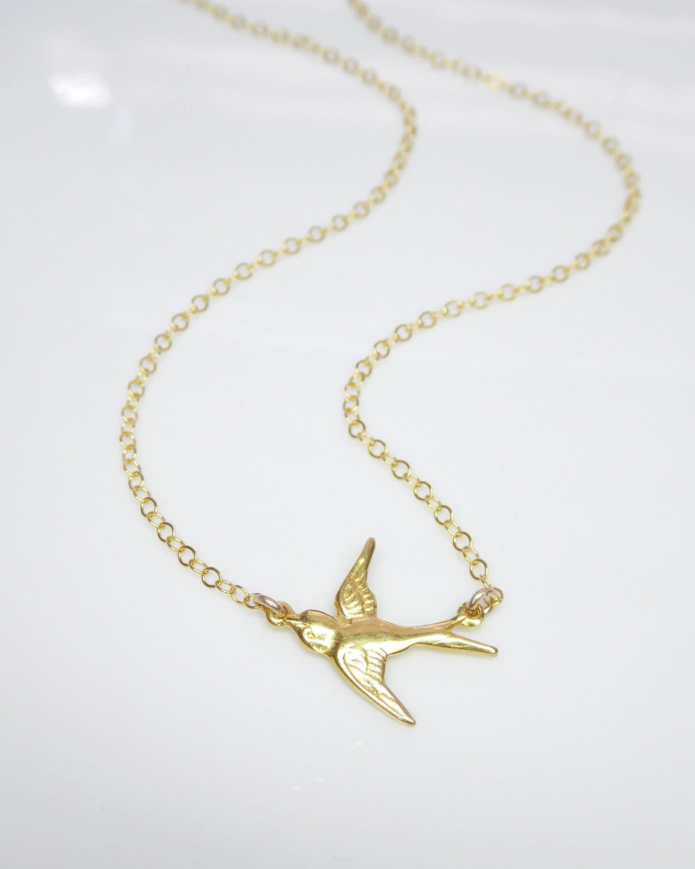Sterling Silver Small Bird Flying Dove Necklace