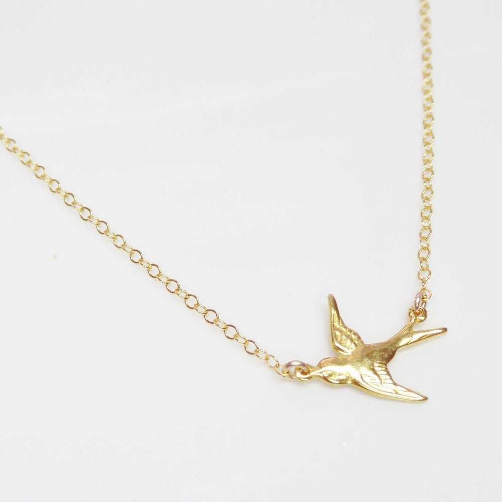 Sterling Silver Small Bird Flying Dove Necklace