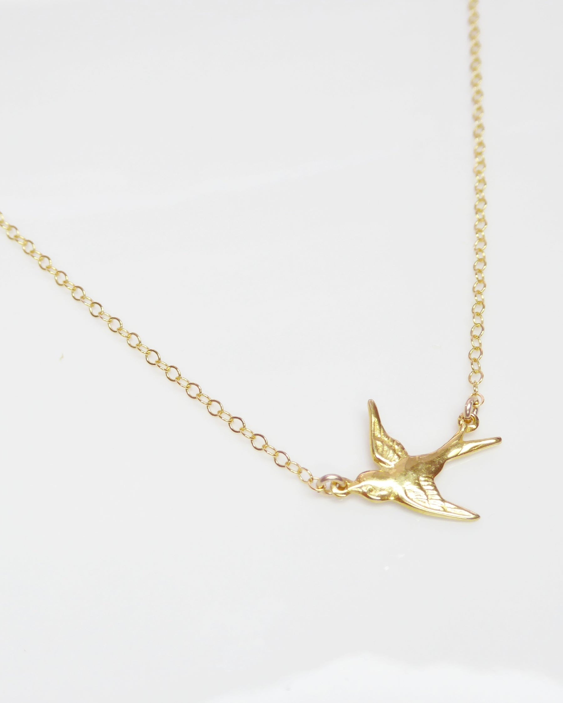 Sterling Silver Small Bird Flying Dove Necklace