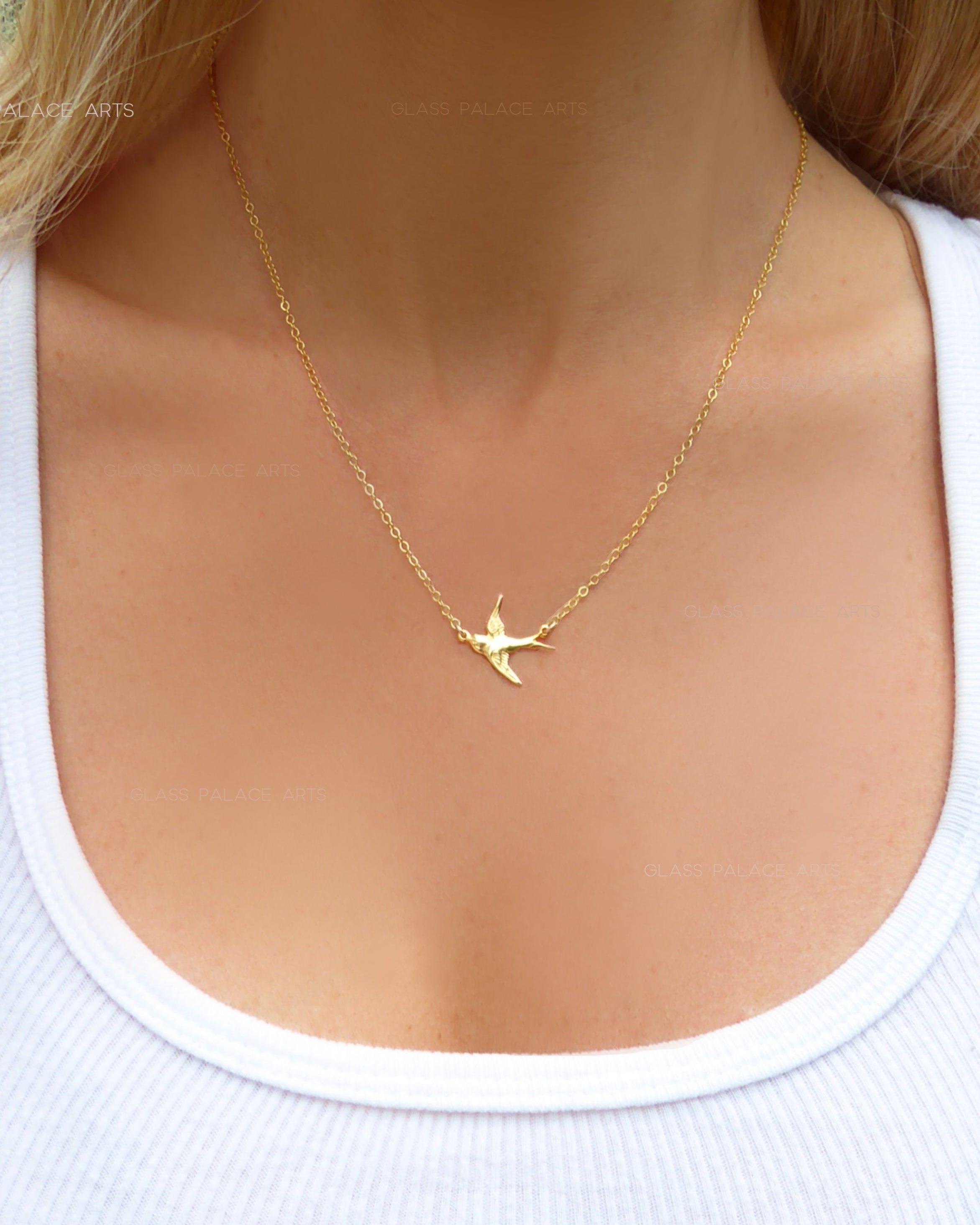 Sterling Silver Small Bird Flying Dove Necklace