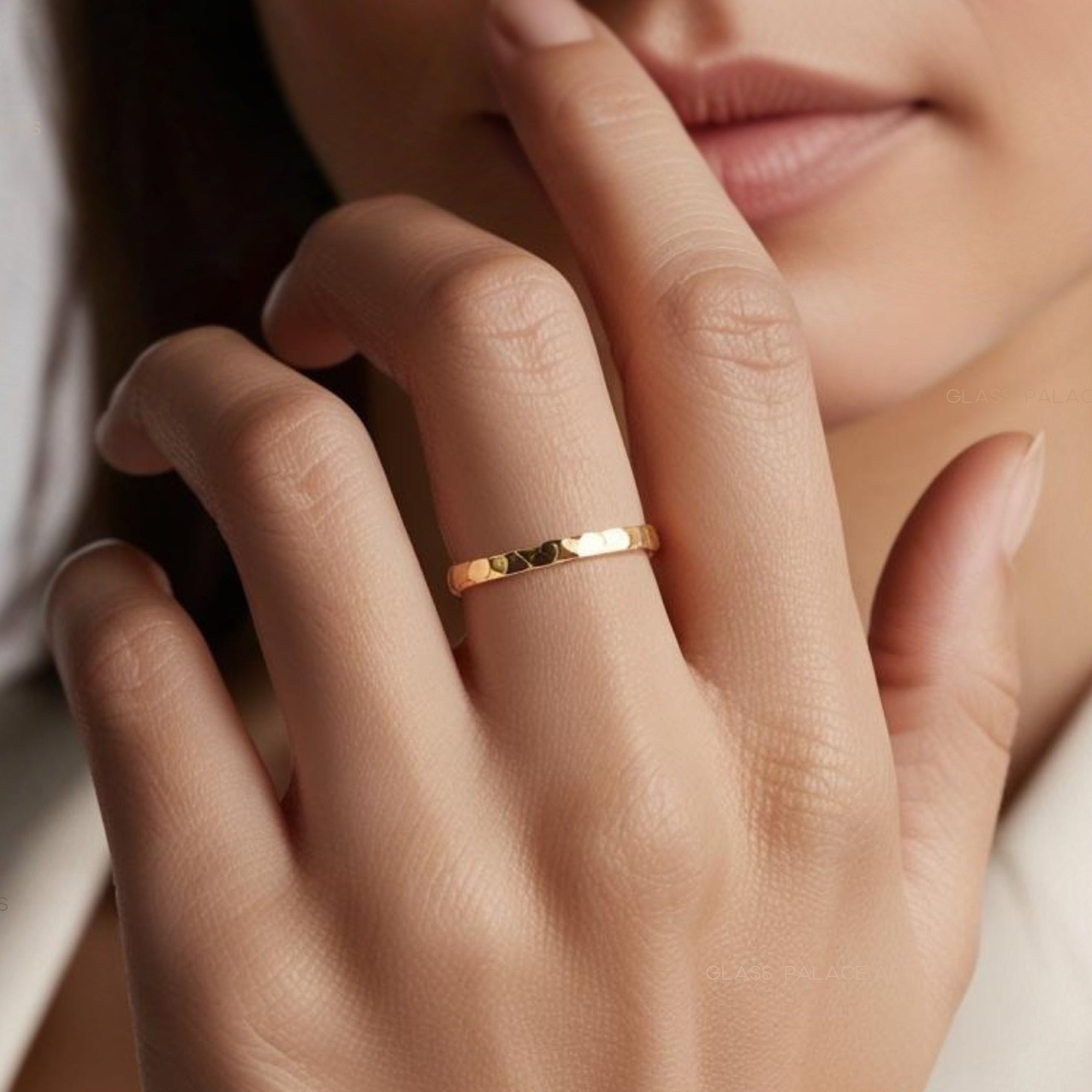 14K GOLD FILL HAMMERED 2MM RING FOR WOMEN