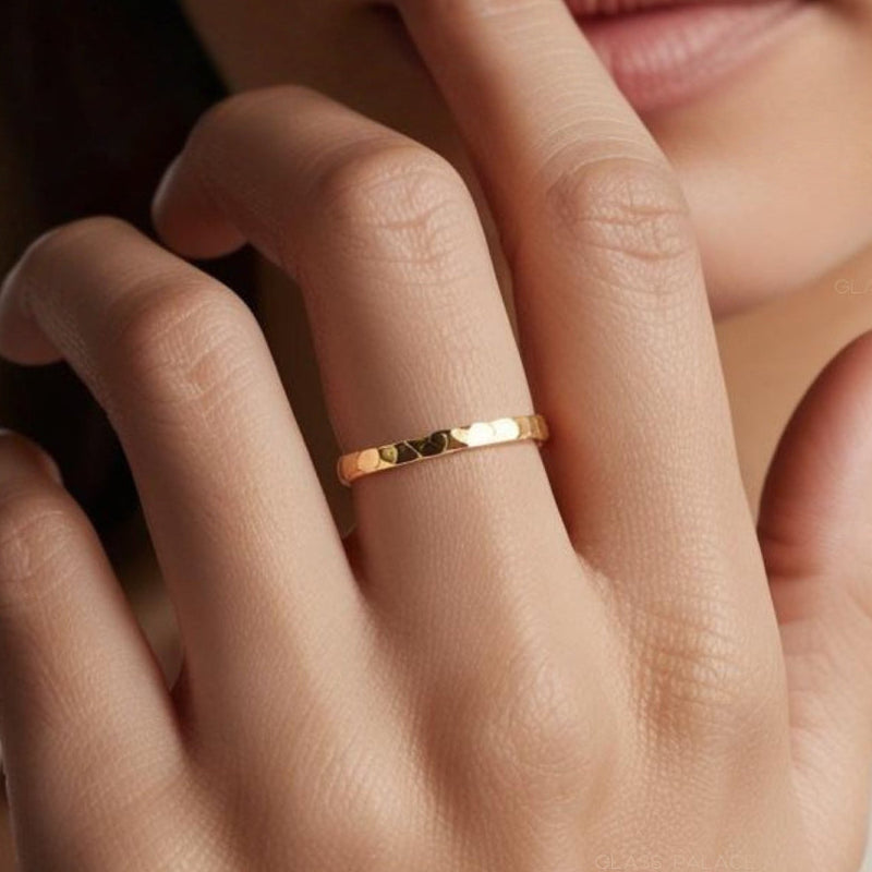 14K GOLD FILL HAMMERED 2MM RING FOR WOMEN