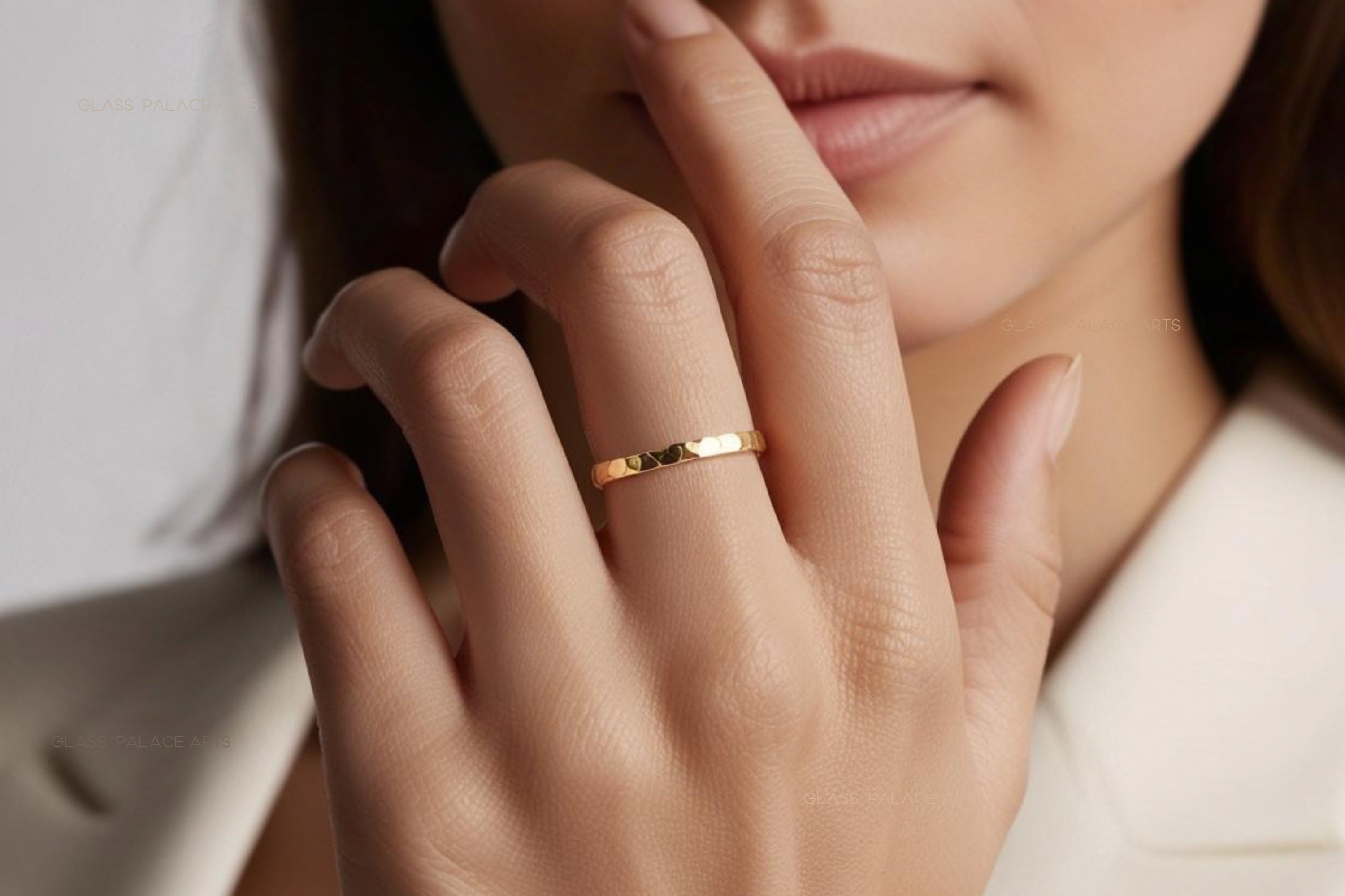 14K GOLD FILL HAMMERED 2MM RING FOR WOMEN