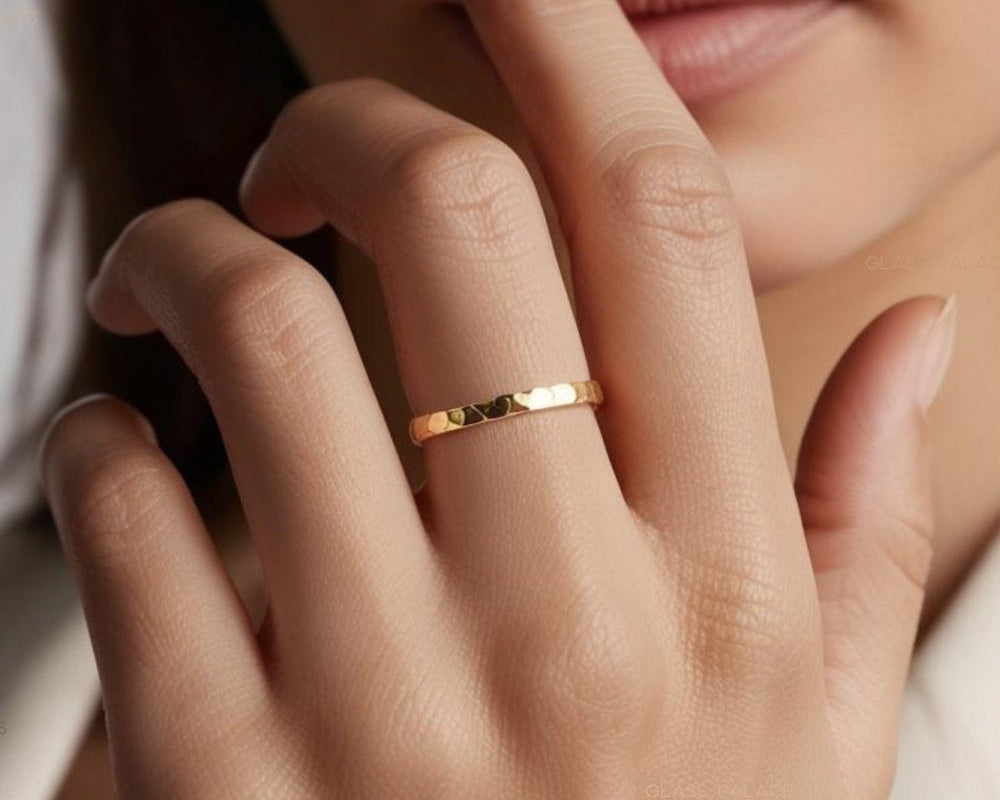 14K GOLD FILL HAMMERED 2MM RING FOR WOMEN