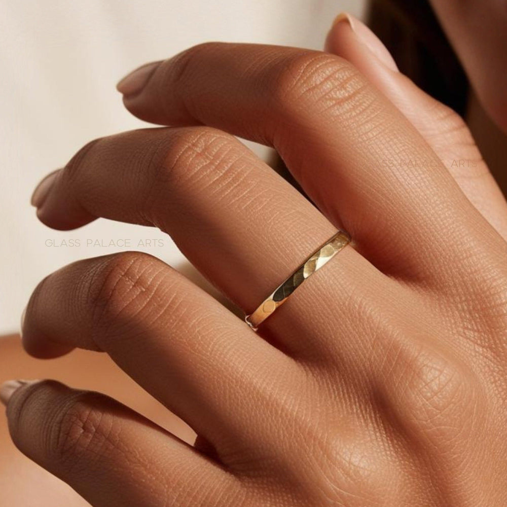 14K GOLD FILL RING 2MM HAMMED BAND