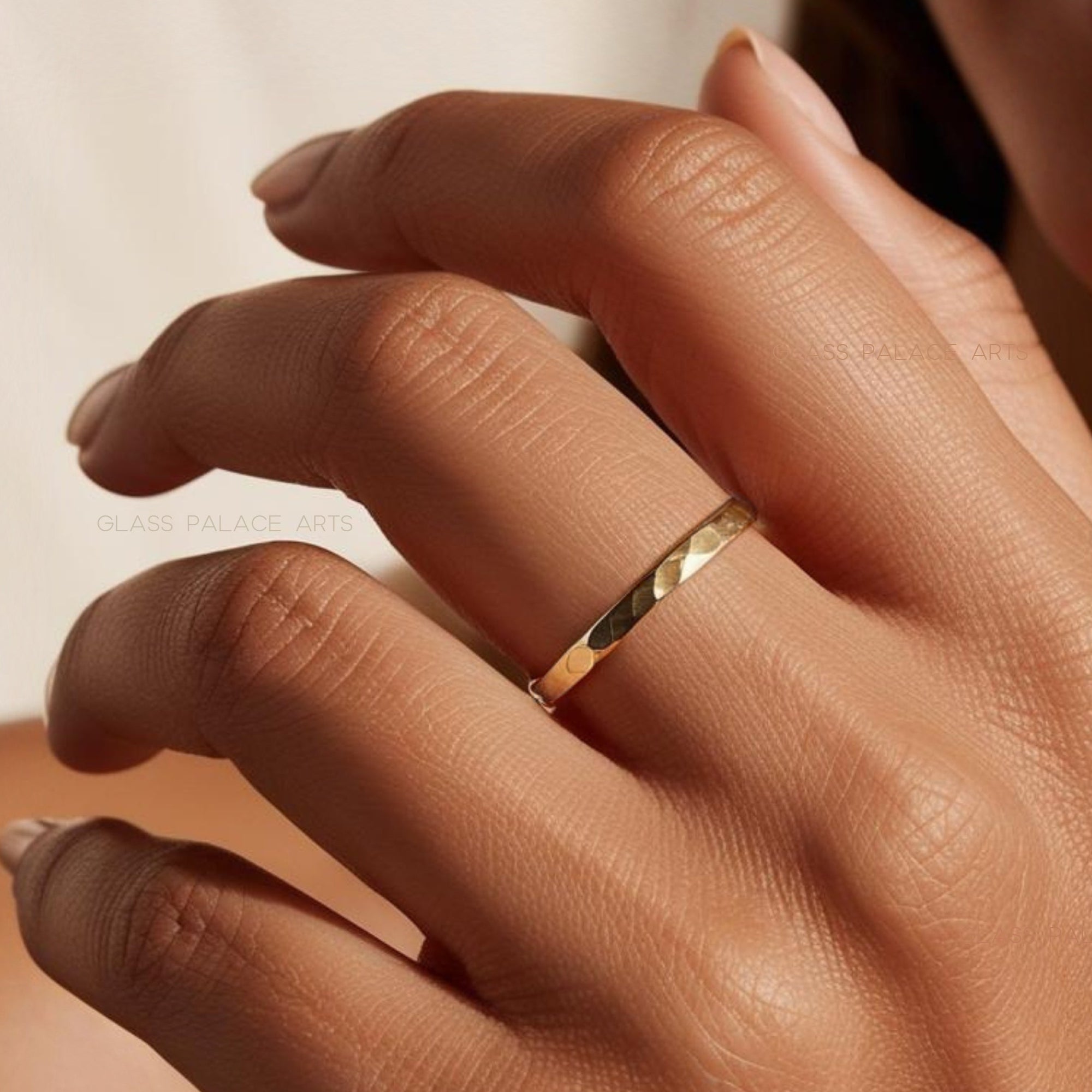 14K GOLD FILL RING 2MM HAMMED BAND