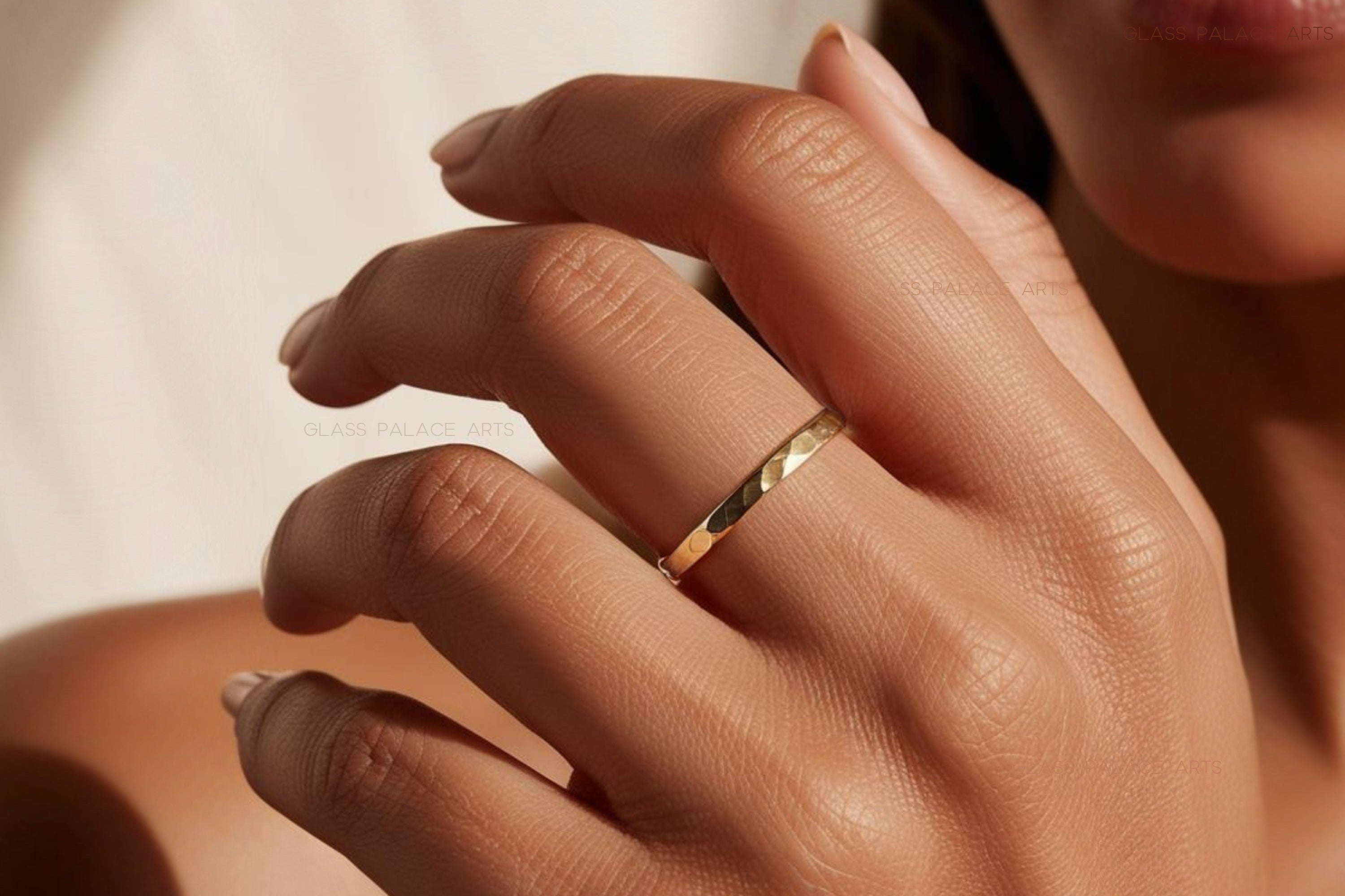 14K GOLD FILL RING 2MM HAMMED BAND