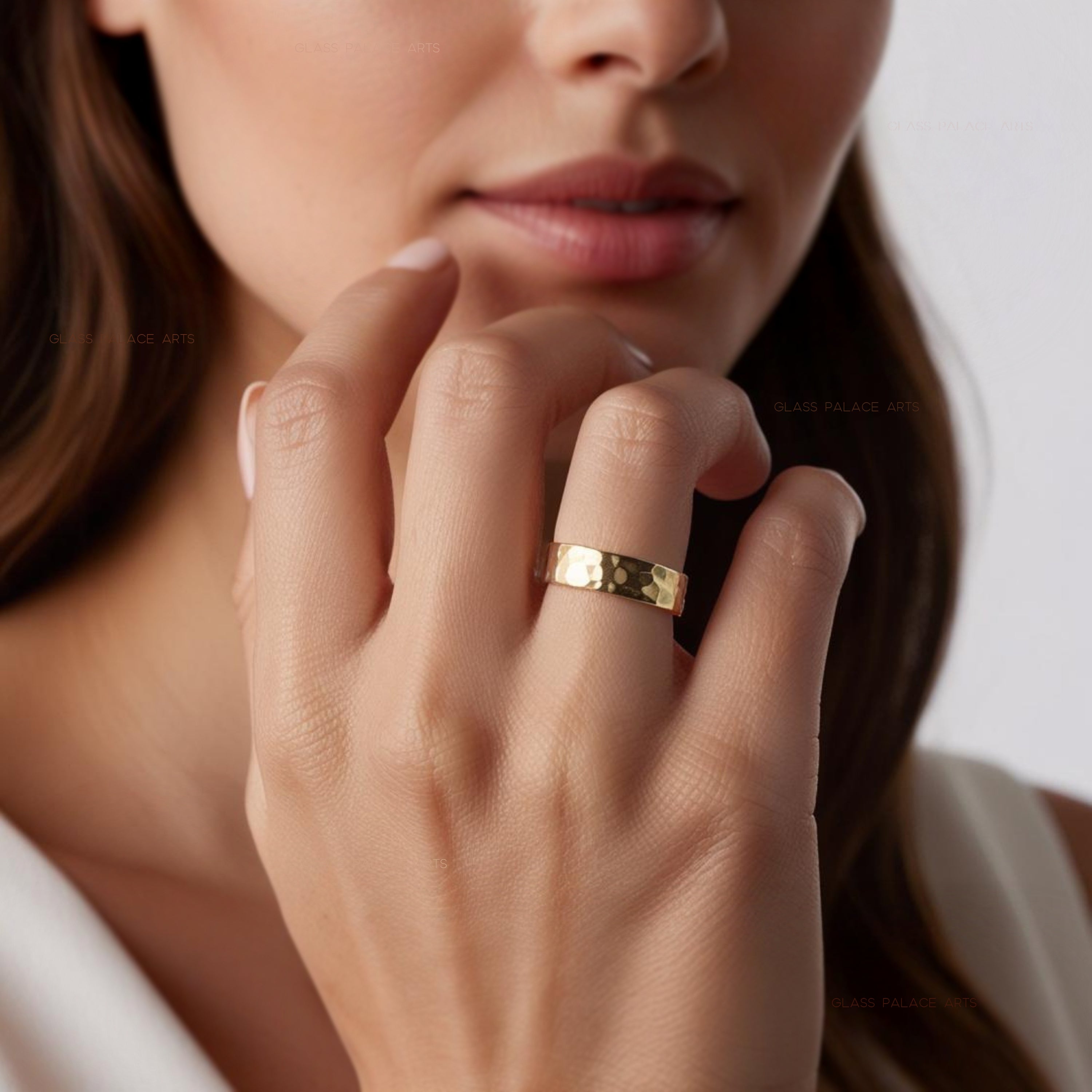 14k Gold Fill Ring - For Men or Women, Unisex 4.5mm Hammered Band