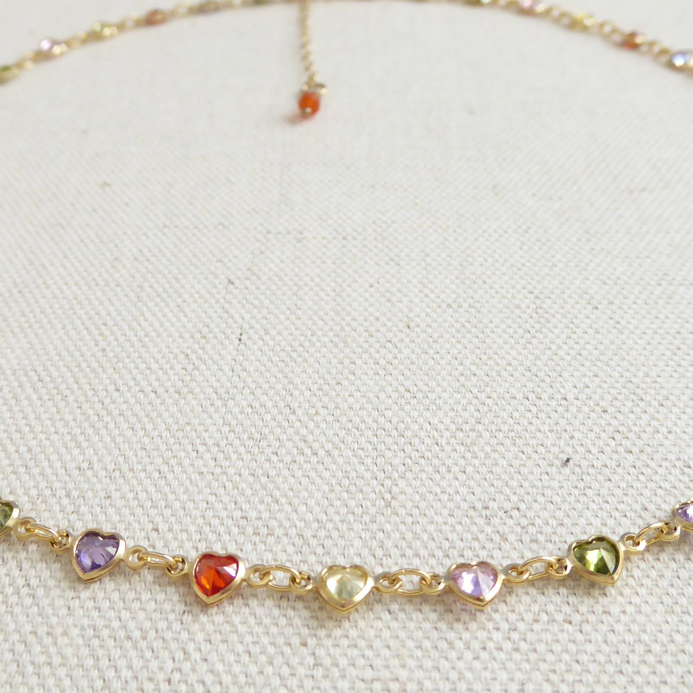Heart Gemstone Choker Necklace - Dainty Multicolor Layering Necklace For Women