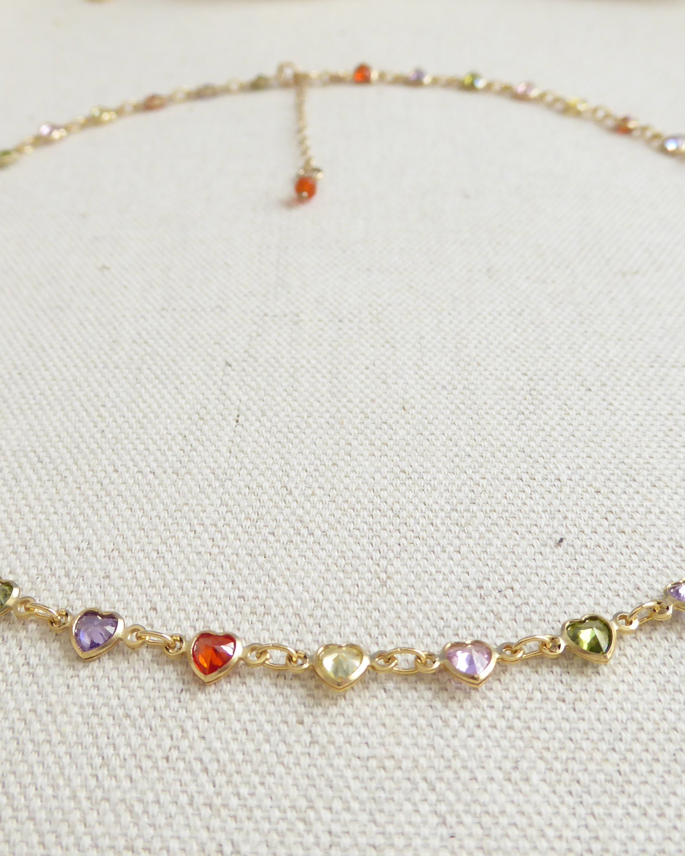 Heart Gemstone Choker Necklace - Dainty Multicolor Layering Necklace For Women