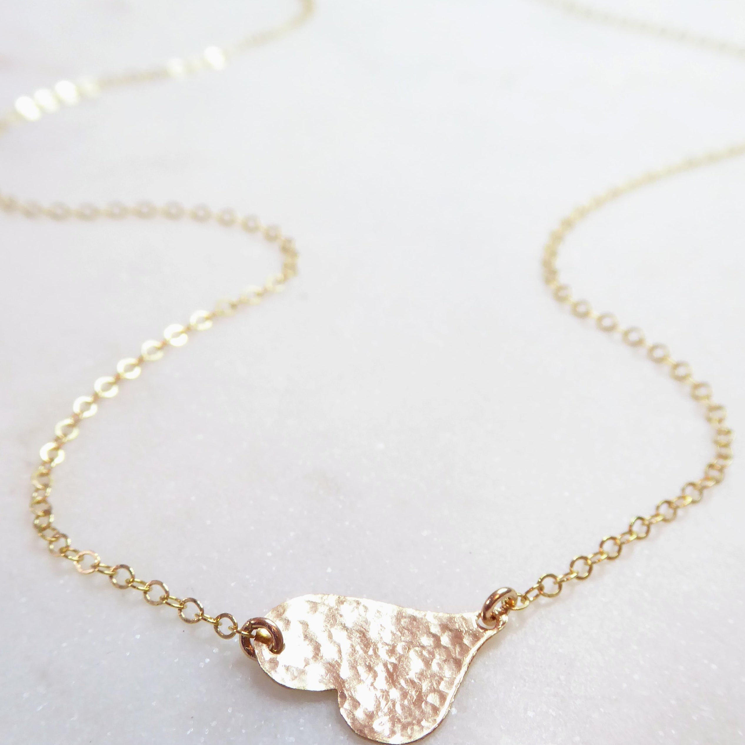 Sideways Hammered Heart Necklace For Women