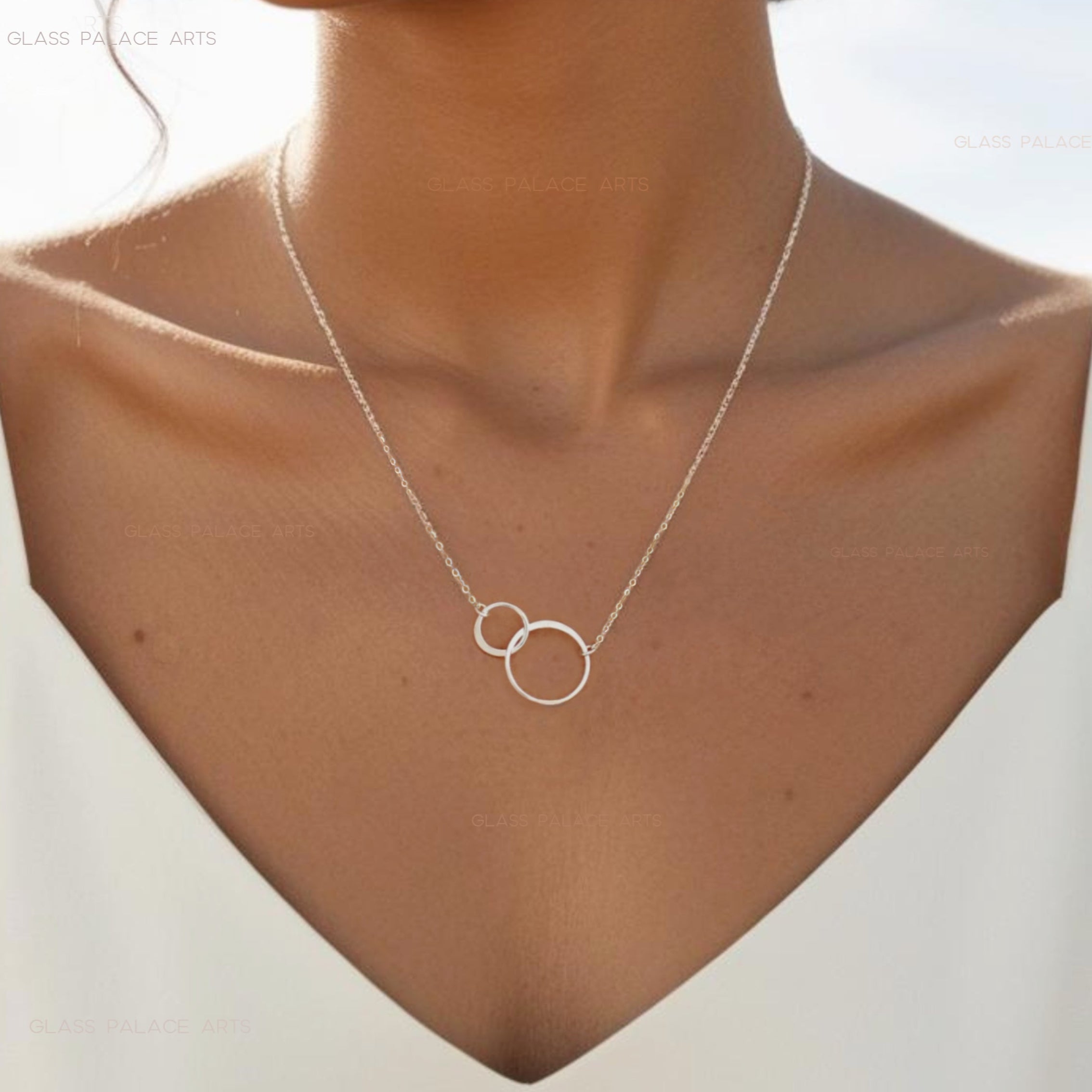 Infinity Necklace With Simple Circle Pendant - In Sterling Silver