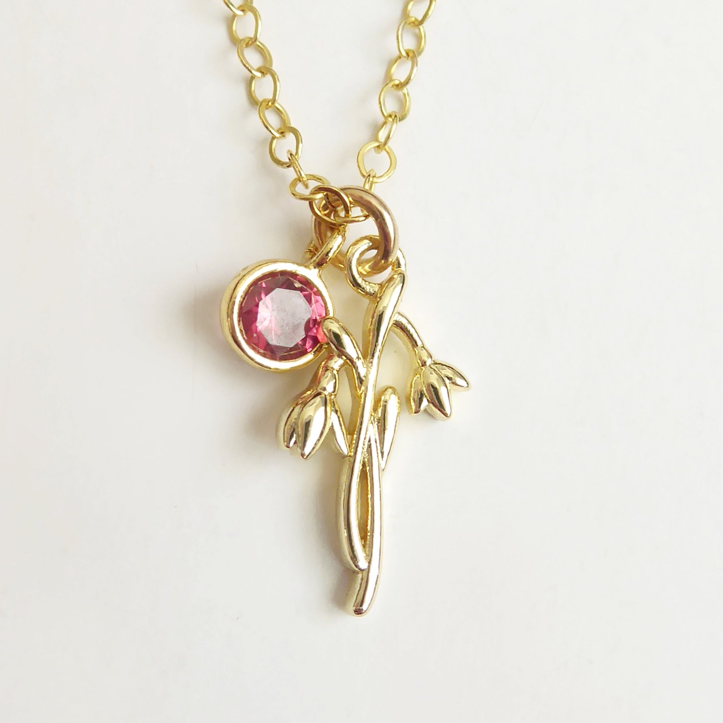 Birthstone Flower Necklace: Customized Gold Fill Birth Flower Bouquet Jewelry