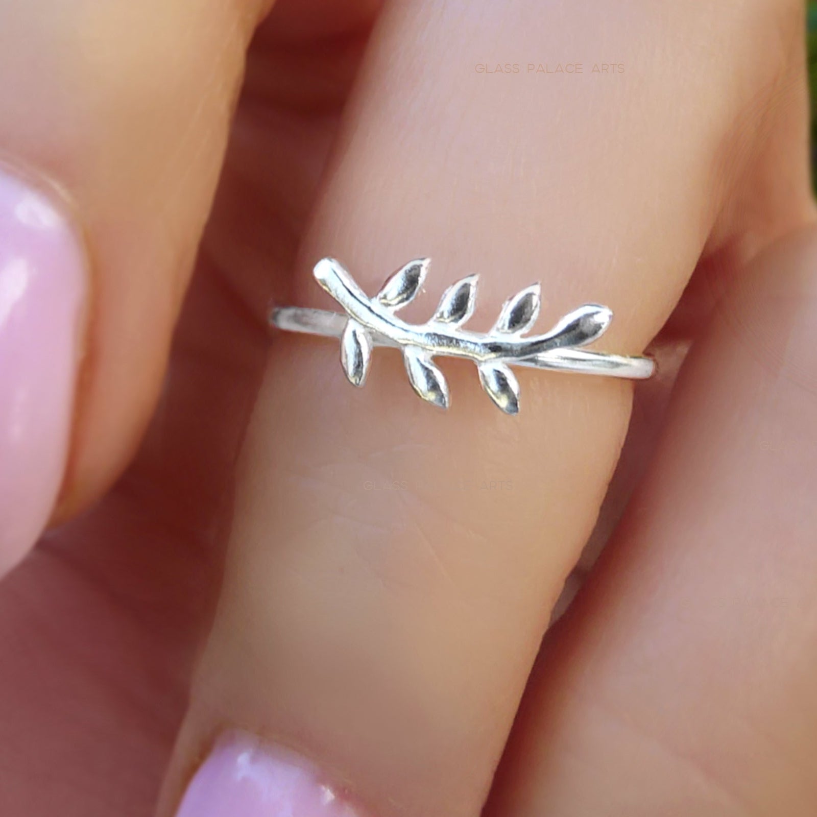 Sterling Silver Olive Branch Leaf Ring For Women