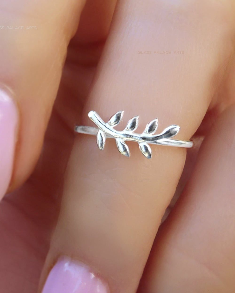 Sterling Silver Olive Branch Leaf Ring For Women