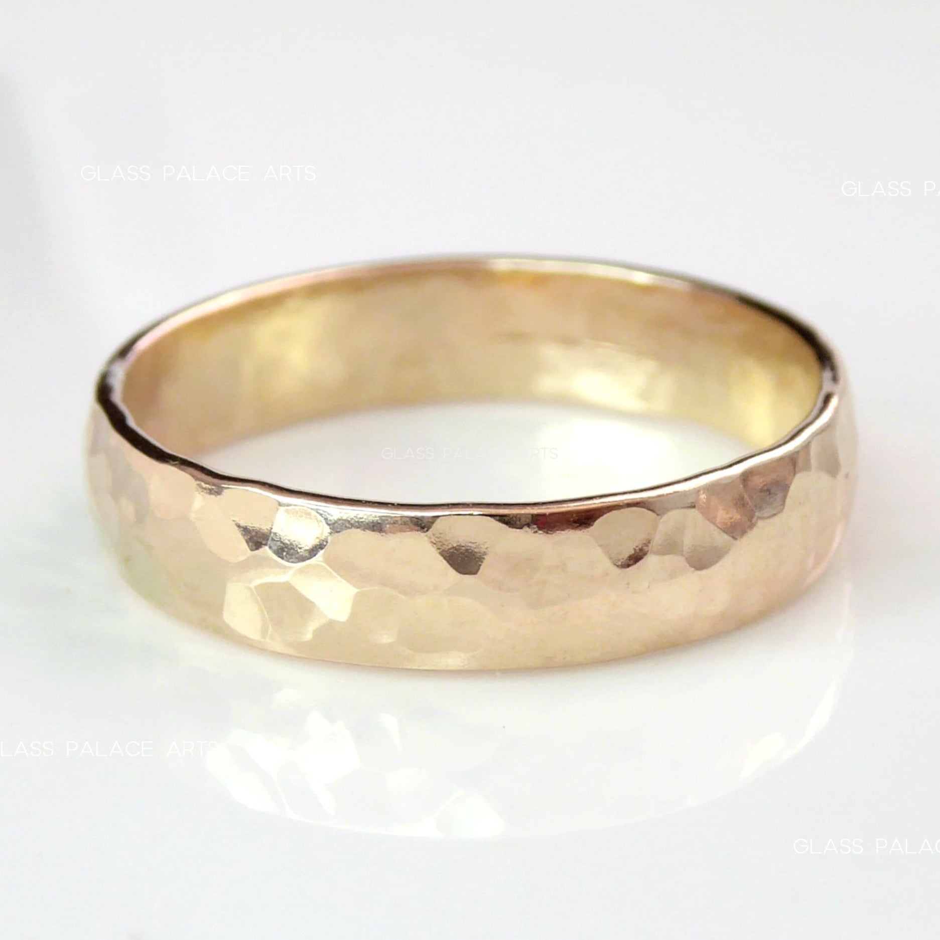 14k Gold Fill Ring - For Men or Women, Unisex 4.5mm Hammered Band