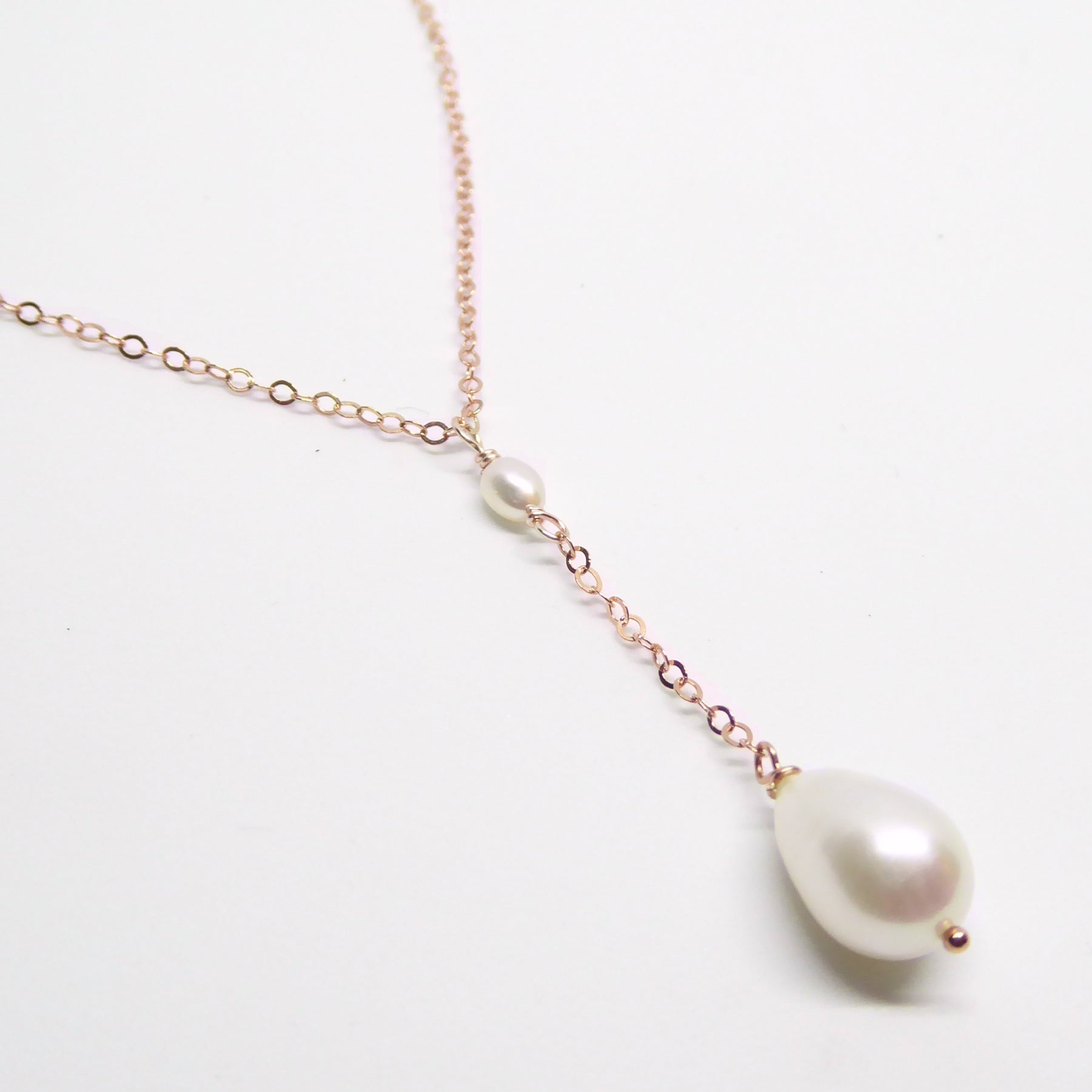 rose gold pearl Y lariat necklace for women