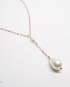 rose gold pearl Y lariat necklace for women