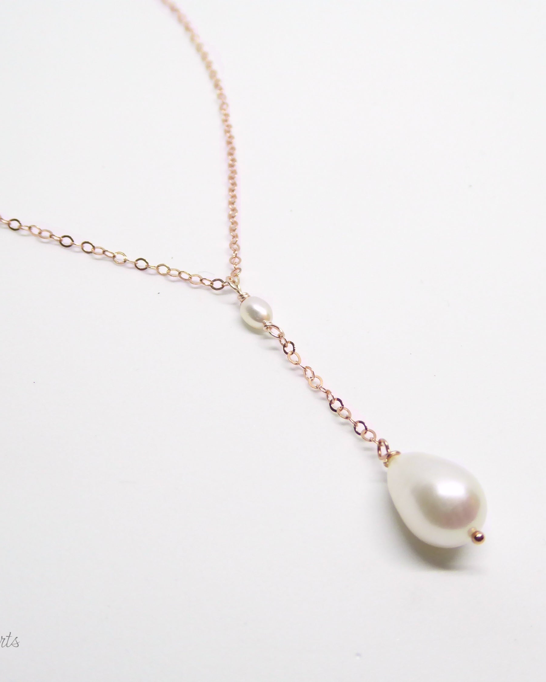 rose gold pearl Y lariat necklace for women