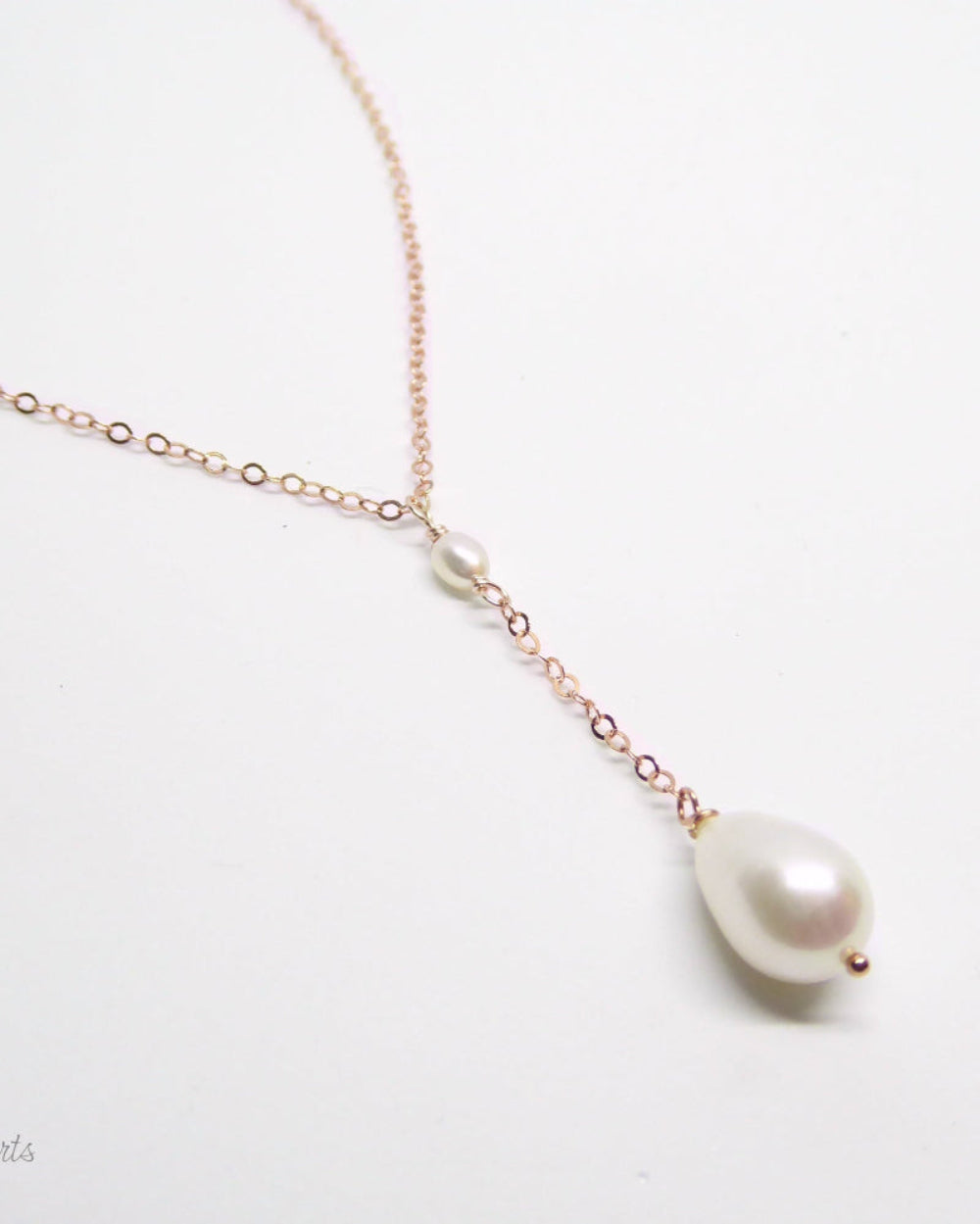 rose gold pearl Y lariat necklace for women