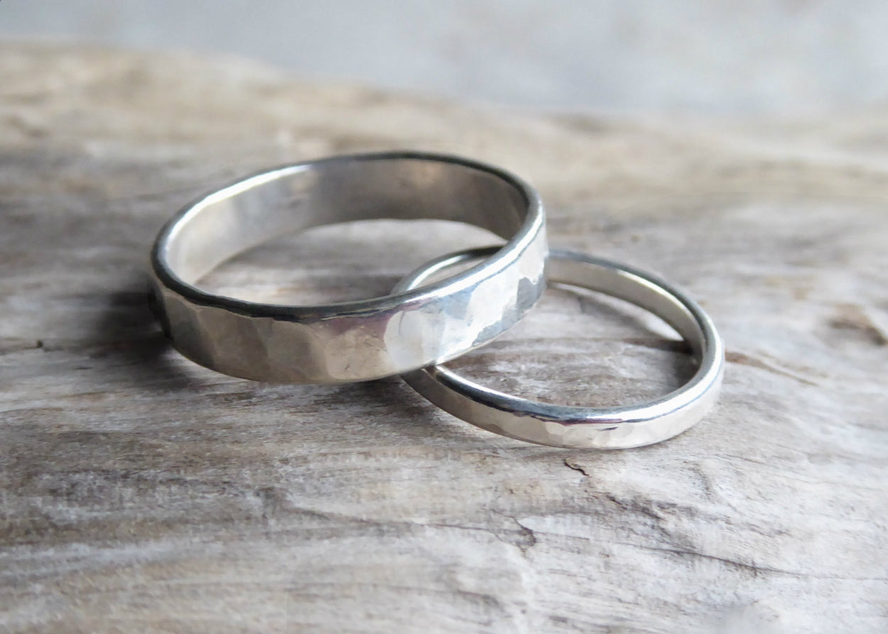 sterling silver hammered couples rings