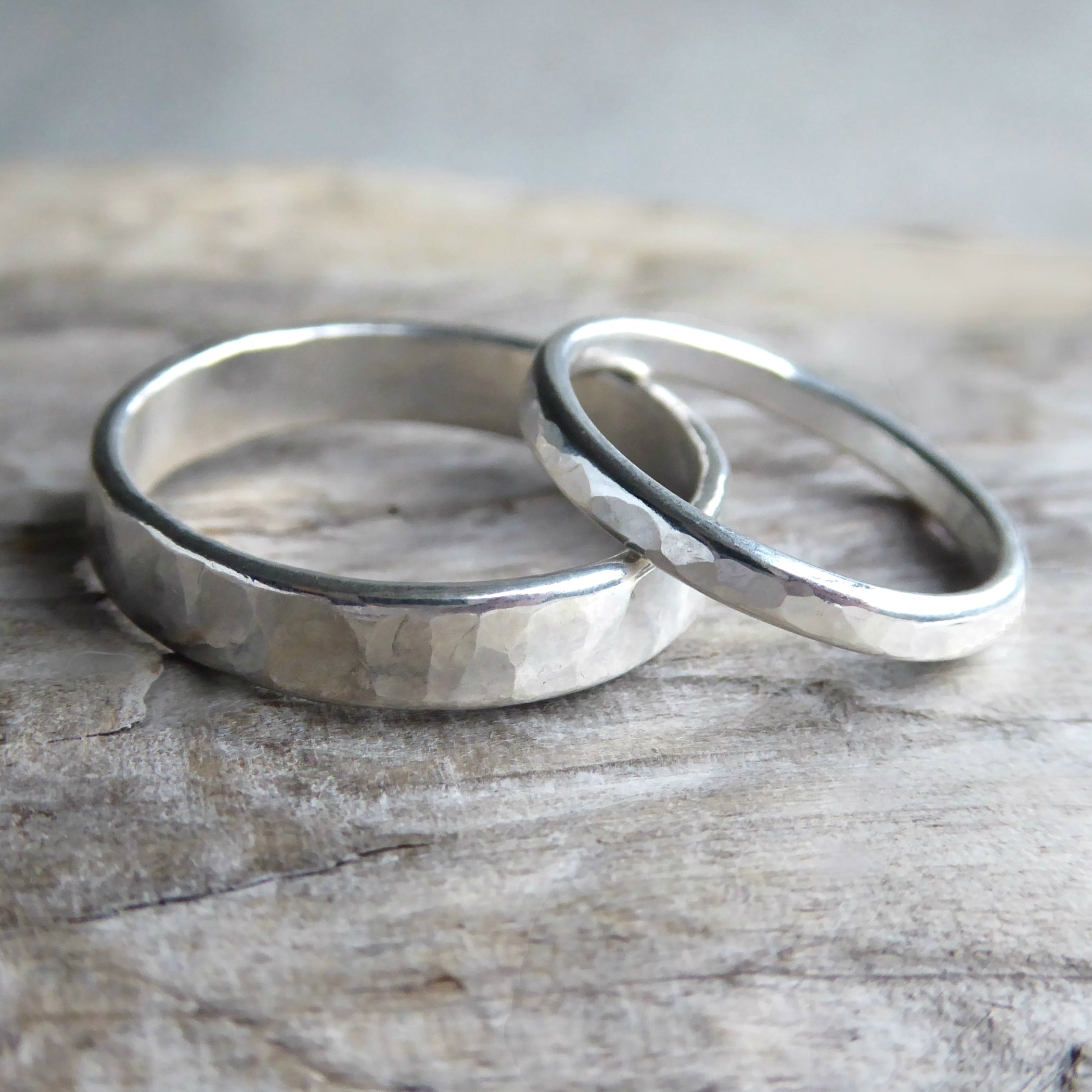 His And Hers Matching Couples Ring Set Sterling Silver - Matching Wedding Bands