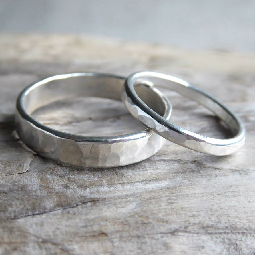 His And Hers Matching Couples Ring Set Sterling Silver - Matching Wedding Bands