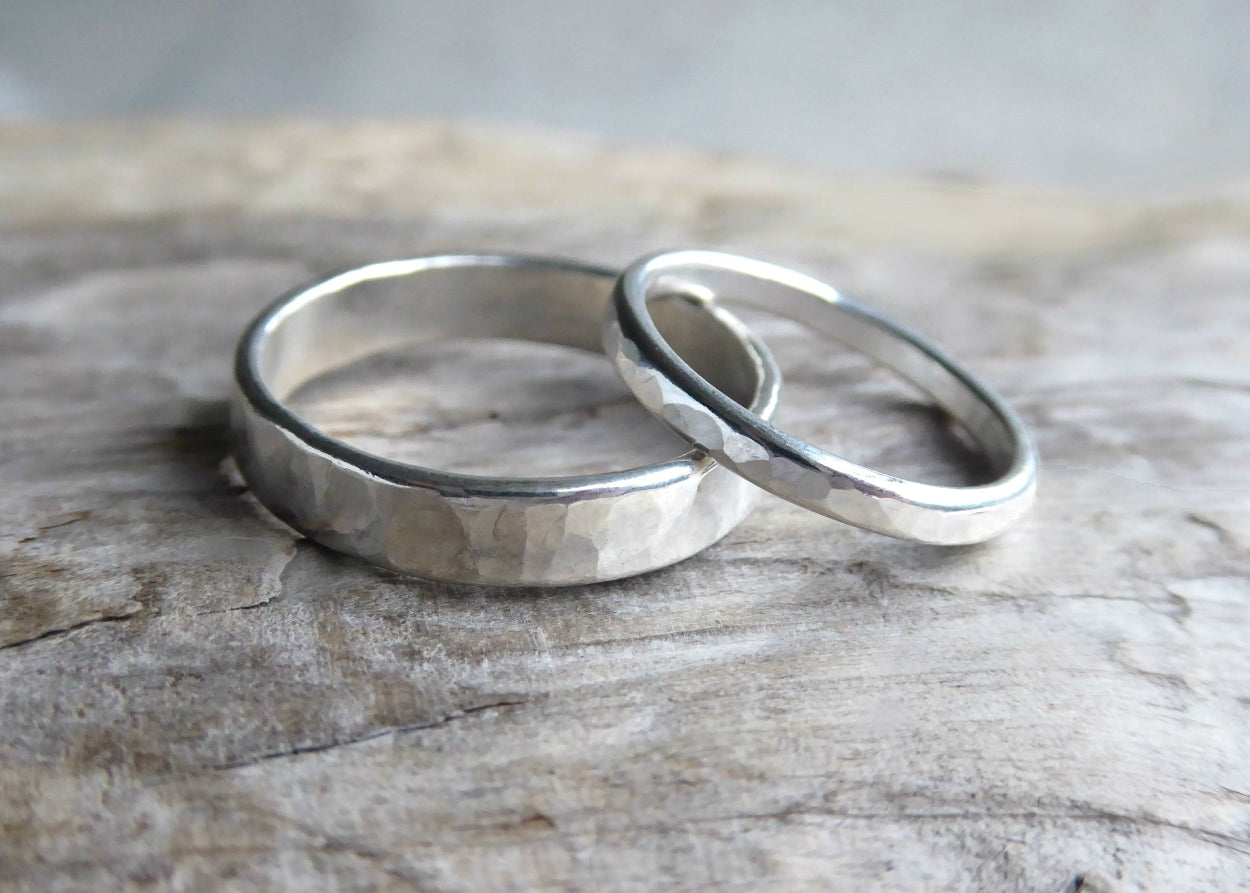 His And Hers Matching Couples Ring Set Sterling Silver - Matching Wedding Bands