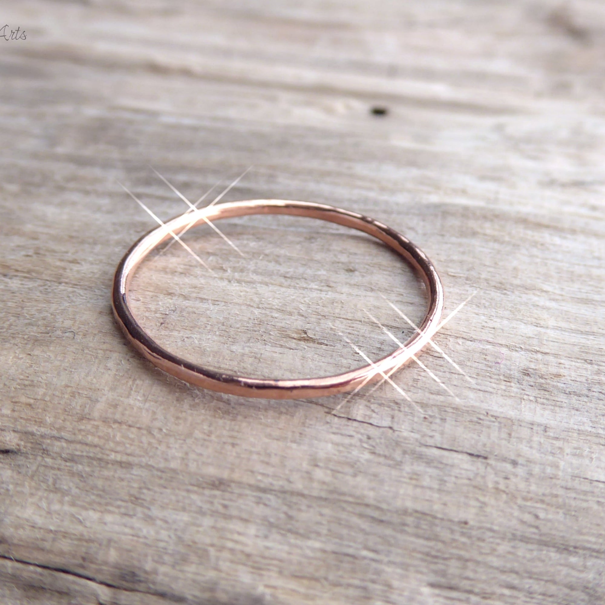 Hammered Stacking Rings Trio - Thin 1mm Bands In Silver, 14k Gold Fill, or Rose Gold Fill