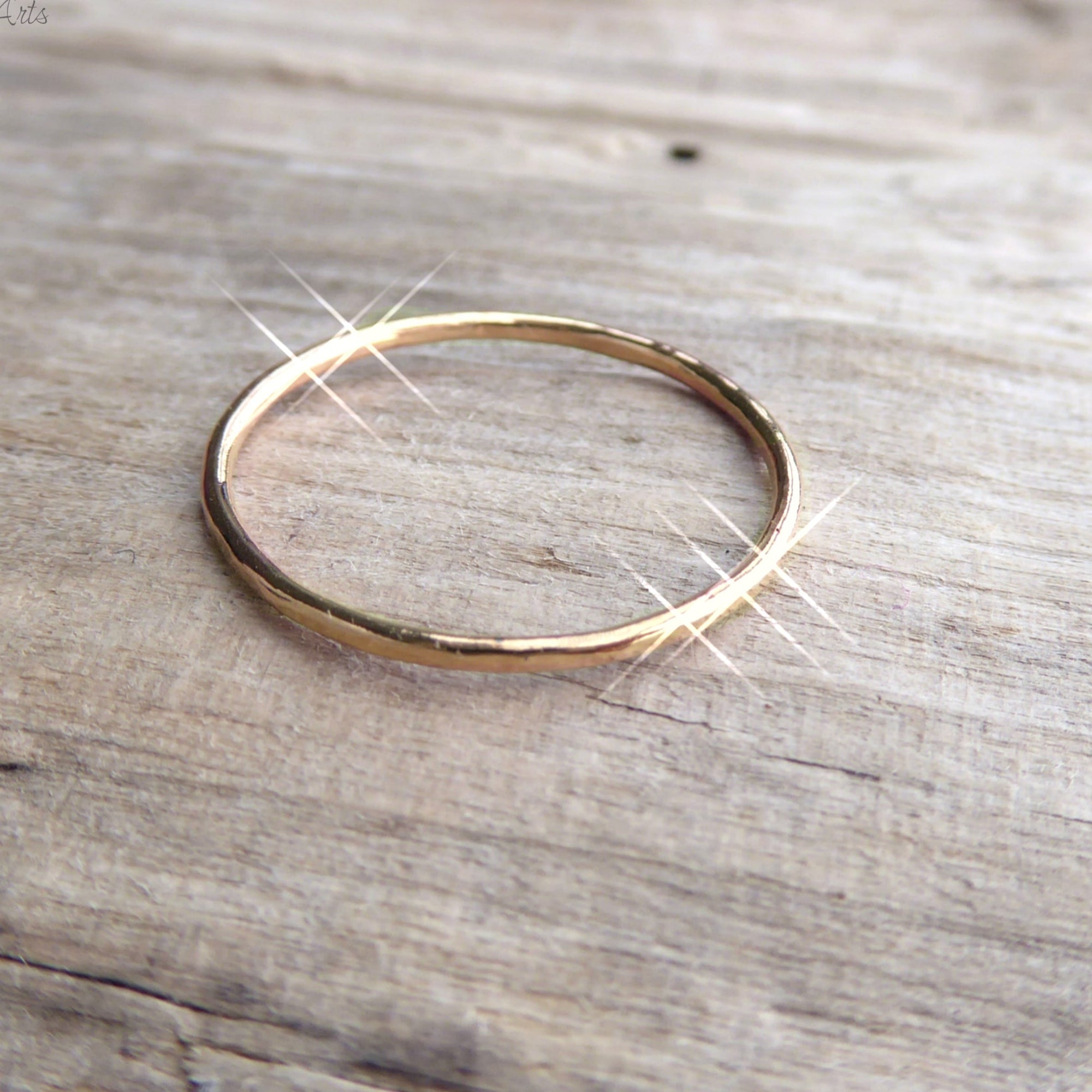 Hammered Stacking Rings Trio - Thin 1mm Bands In Silver, 14k Gold Fill, or Rose Gold Fill