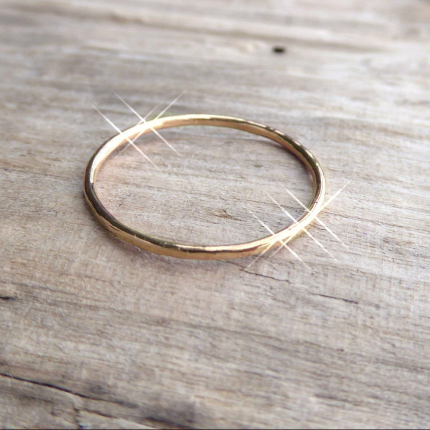 Hammered Stacking Rings Trio - Thin 1mm Bands In Silver, 14k Gold Fill, or Rose Gold Fill
