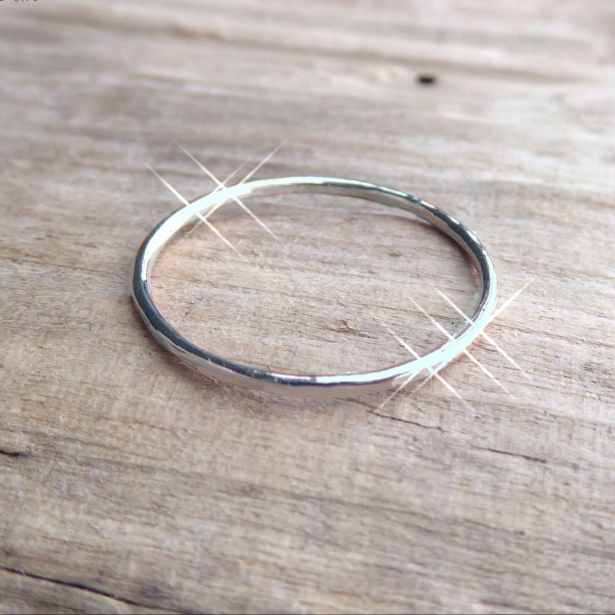 Hammered Stacking Rings Trio - Thin 1mm Bands In Silver, 14k Gold Fill, or Rose Gold Fill