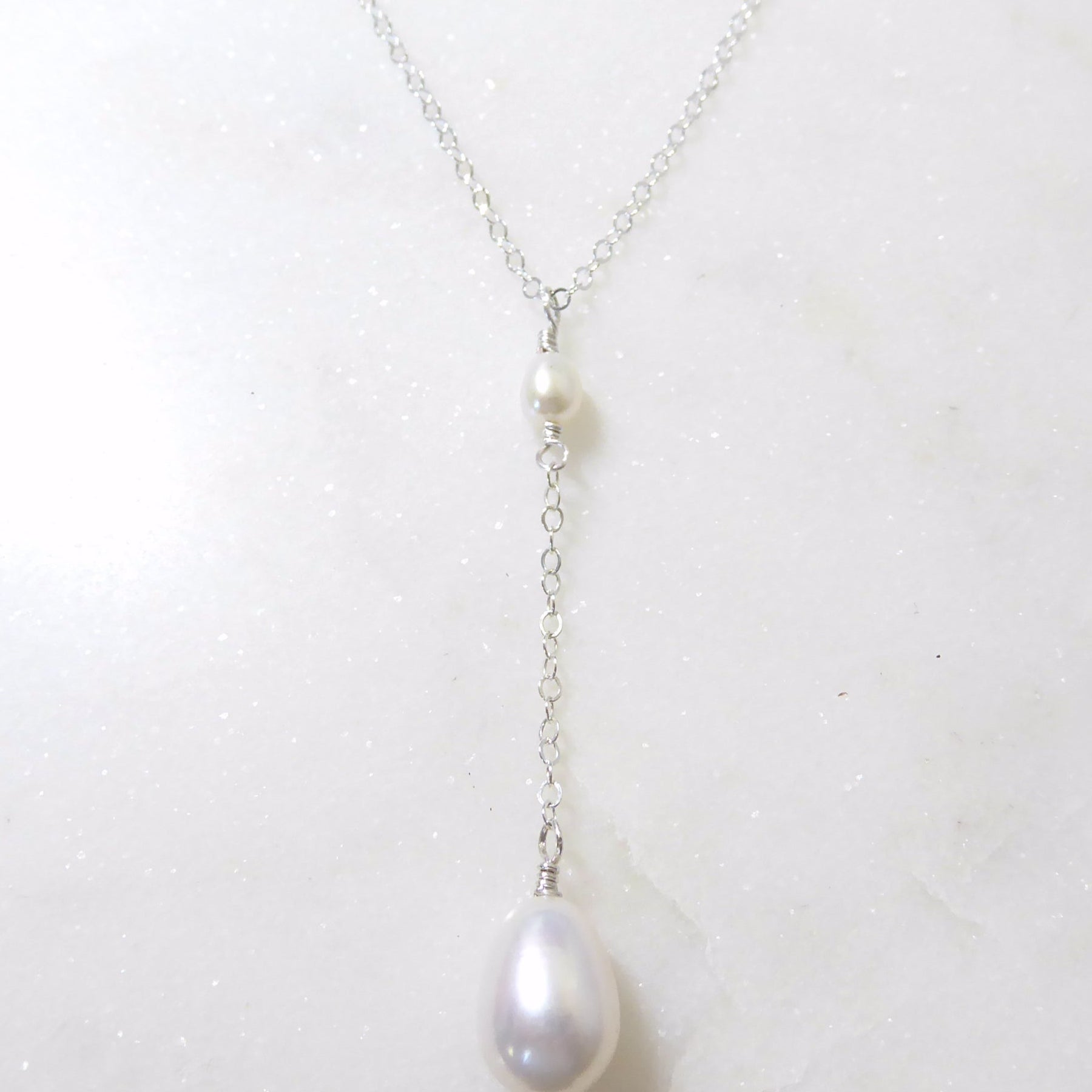 sterling silver freshwater pearl lariat necklace for women