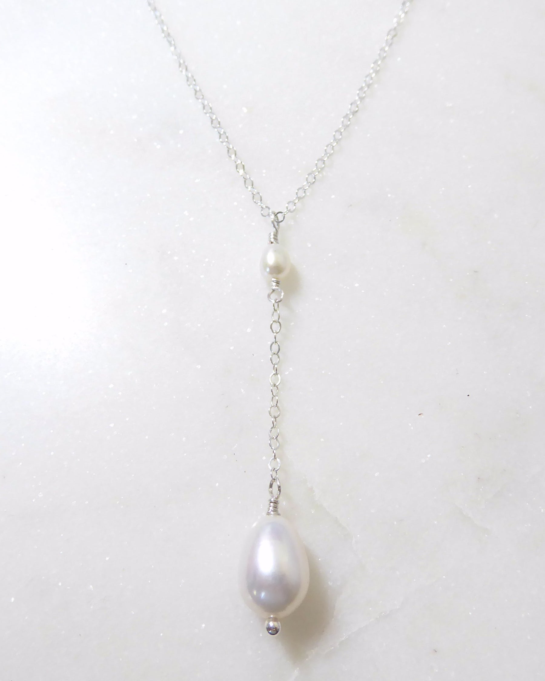 sterling silver freshwater pearl lariat necklace for women